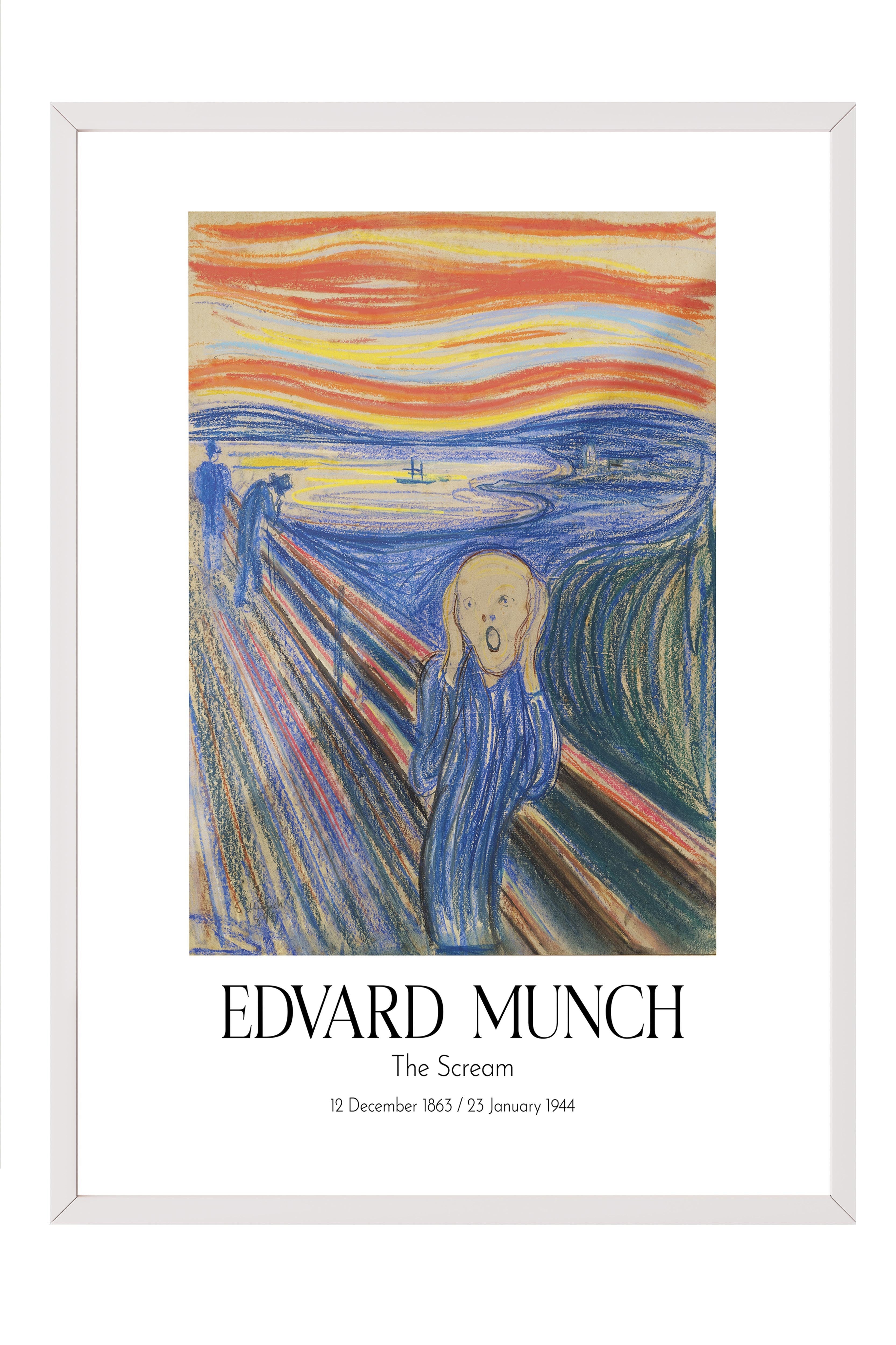 Edvard Munch - The Scream, Beyaz Çerçeveli Tablo, Sanat Serisi NO:111728