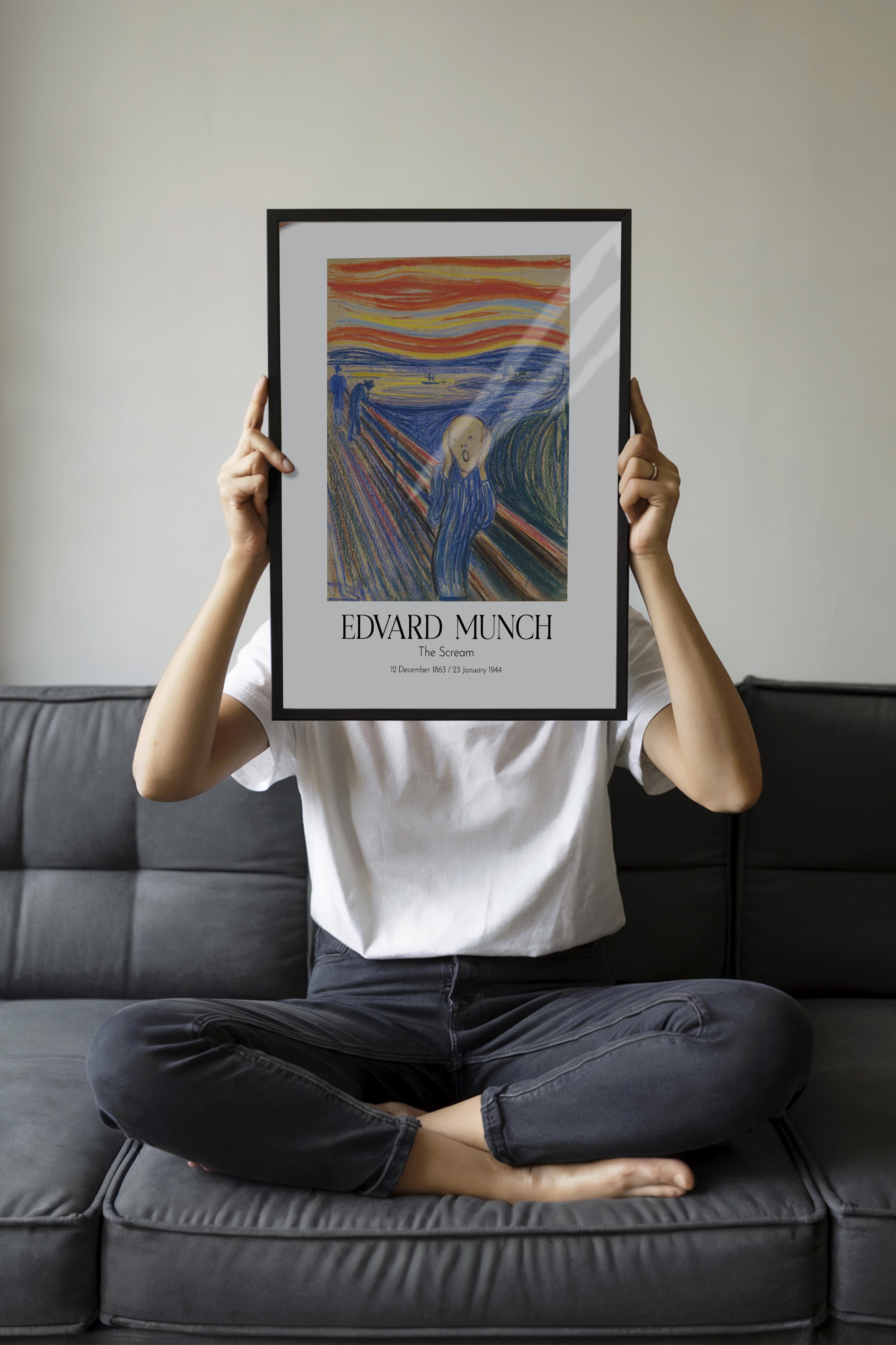 Edvard Munch - The Scream, Siyah Çerçeveli Tablo, Sanat Serisi NO:111728
