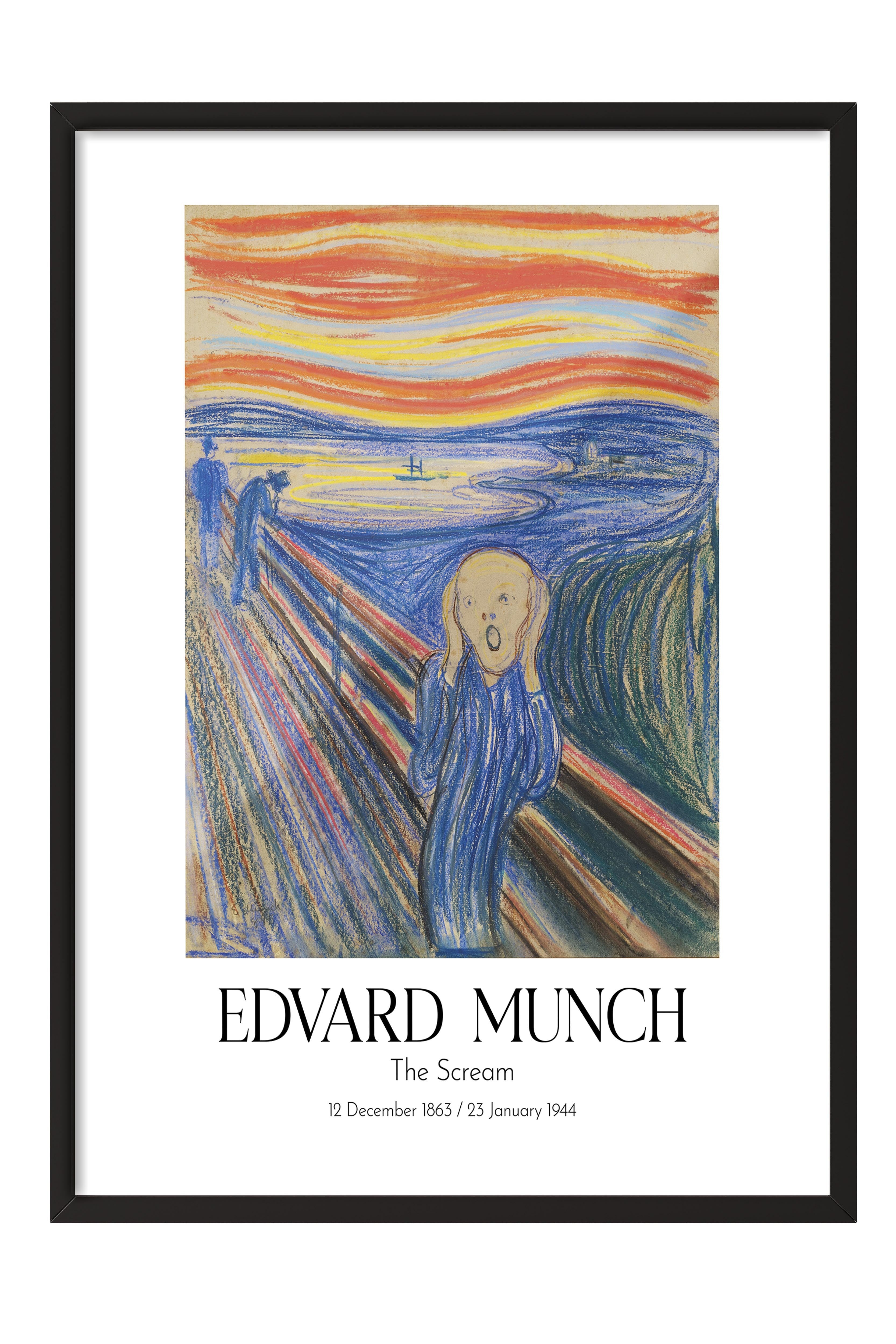 Edvard Munch - The Scream, Siyah Çerçeveli Tablo, Sanat Serisi NO:111728