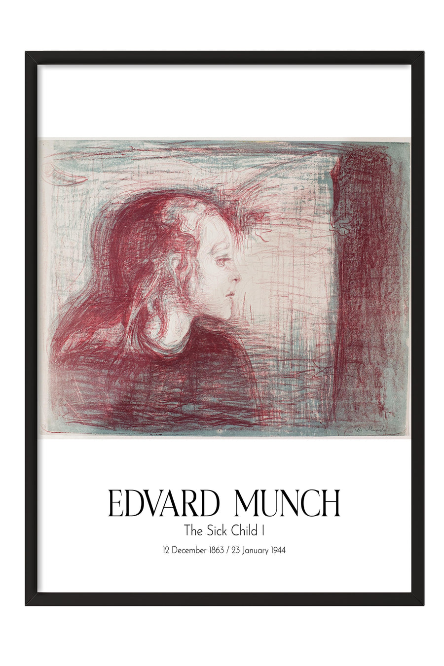 Edvard Munch - The Sick Child I, Siyah Çerçeveli Tablo, Sanat Serisi NO:111729