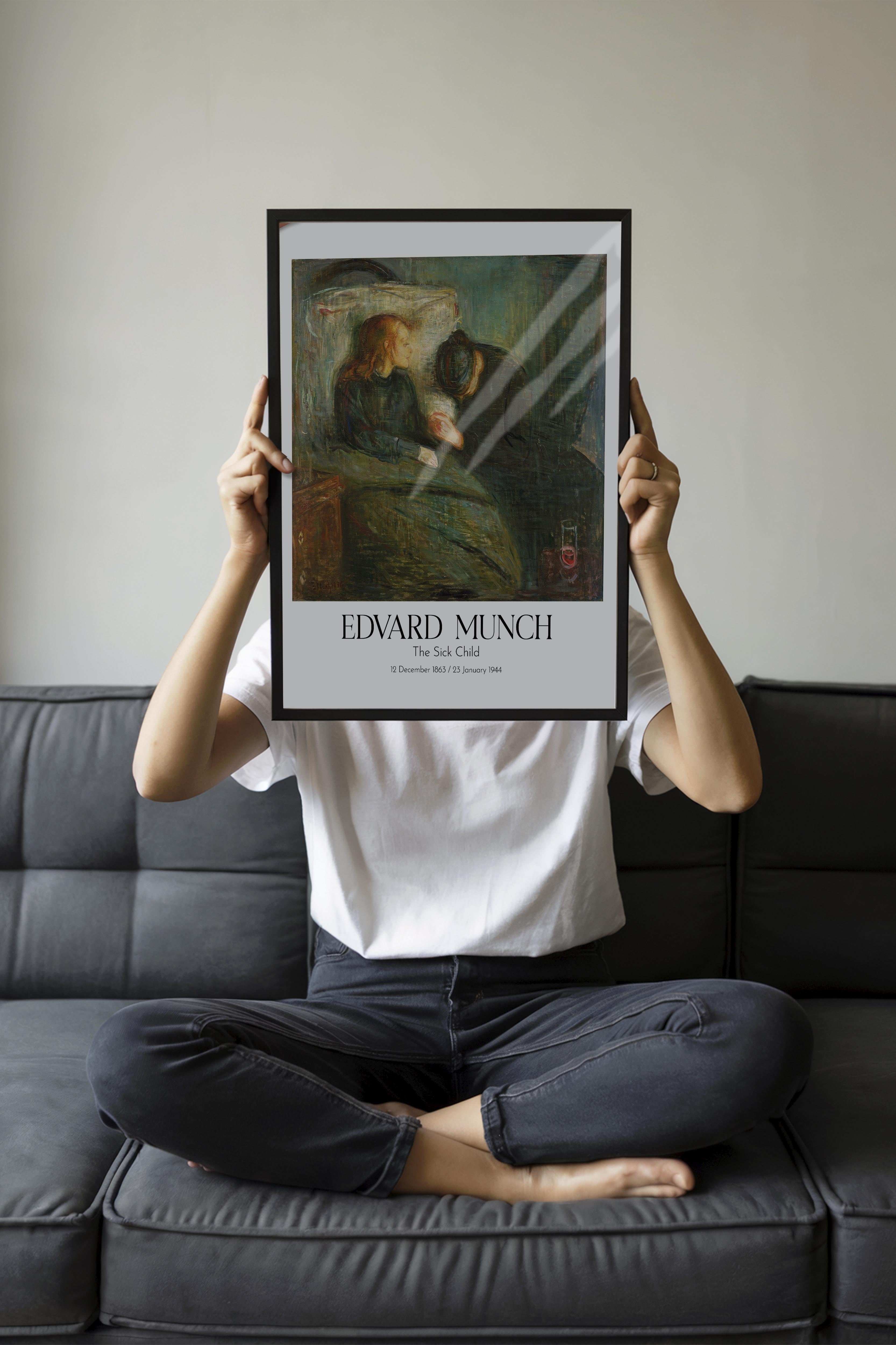 Edvard Munch - The Sick Child, Siyah Çerçeveli Tablo, Sanat Serisi NO:111730