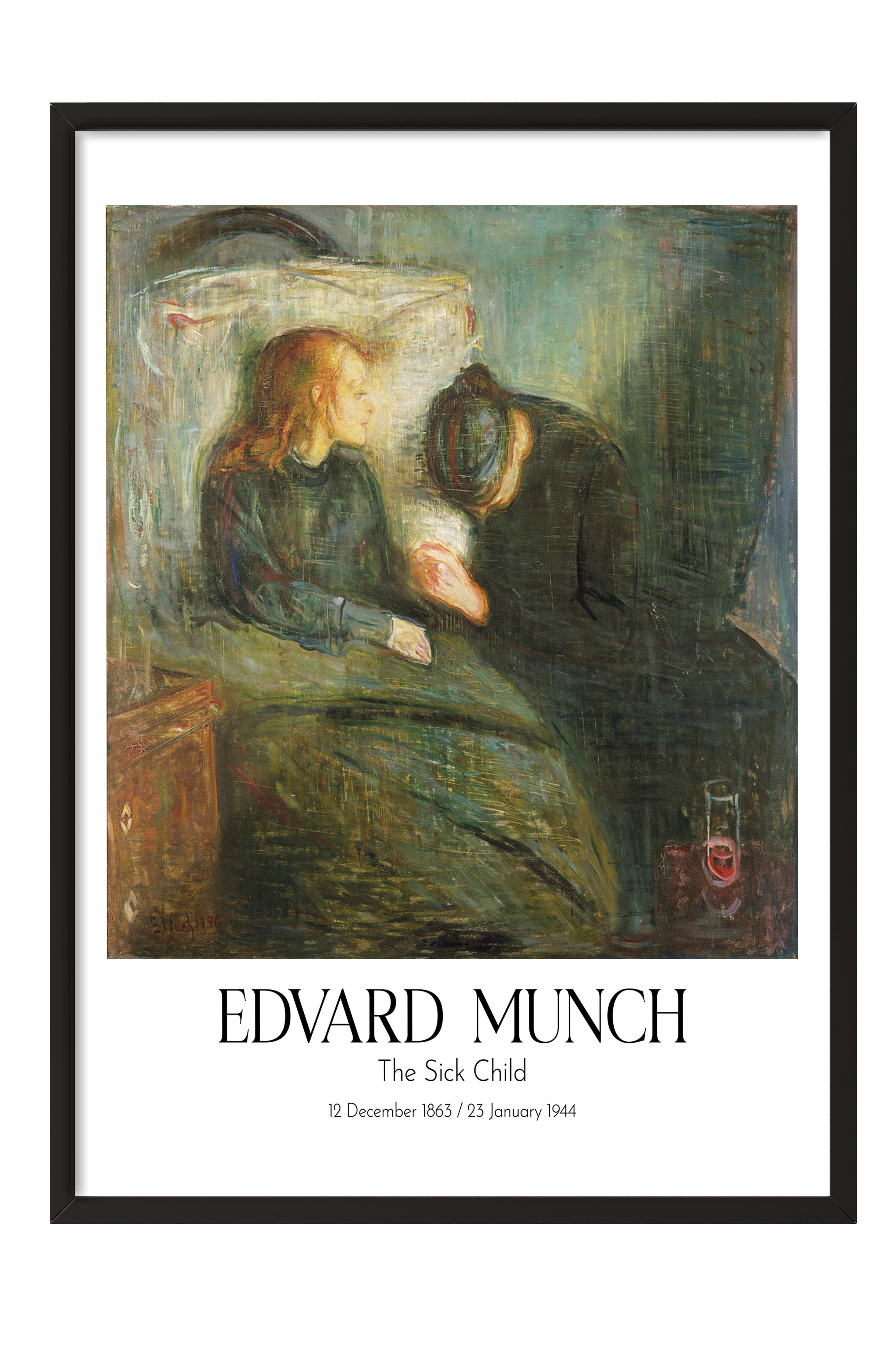 Edvard Munch - The Sick Child, Siyah Çerçeveli Tablo, Sanat Serisi NO:111730