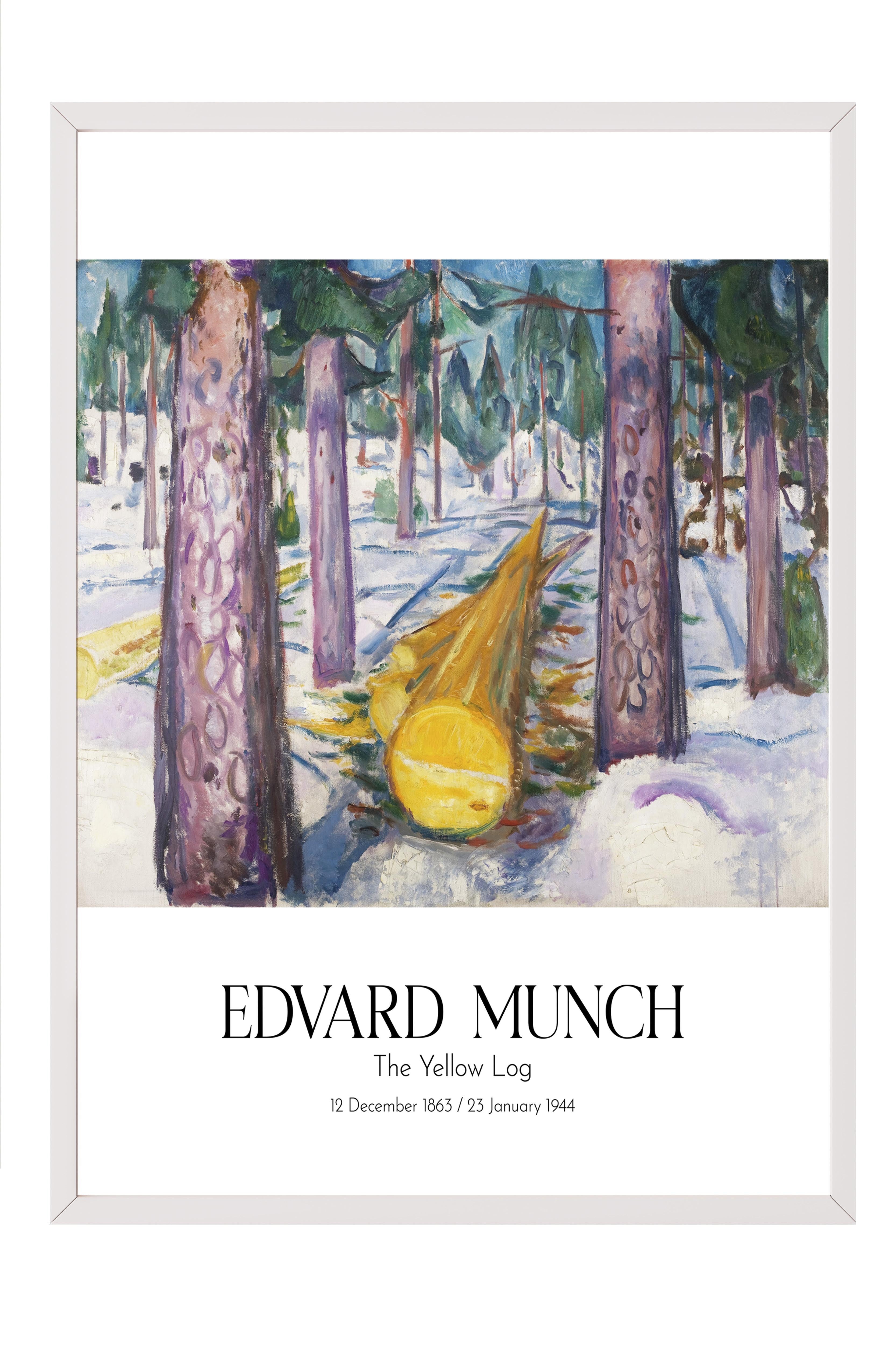 Edvard Munch - The Yellow Log, Beyaz Çerçeveli Tablo, Sanat Serisi NO:111731