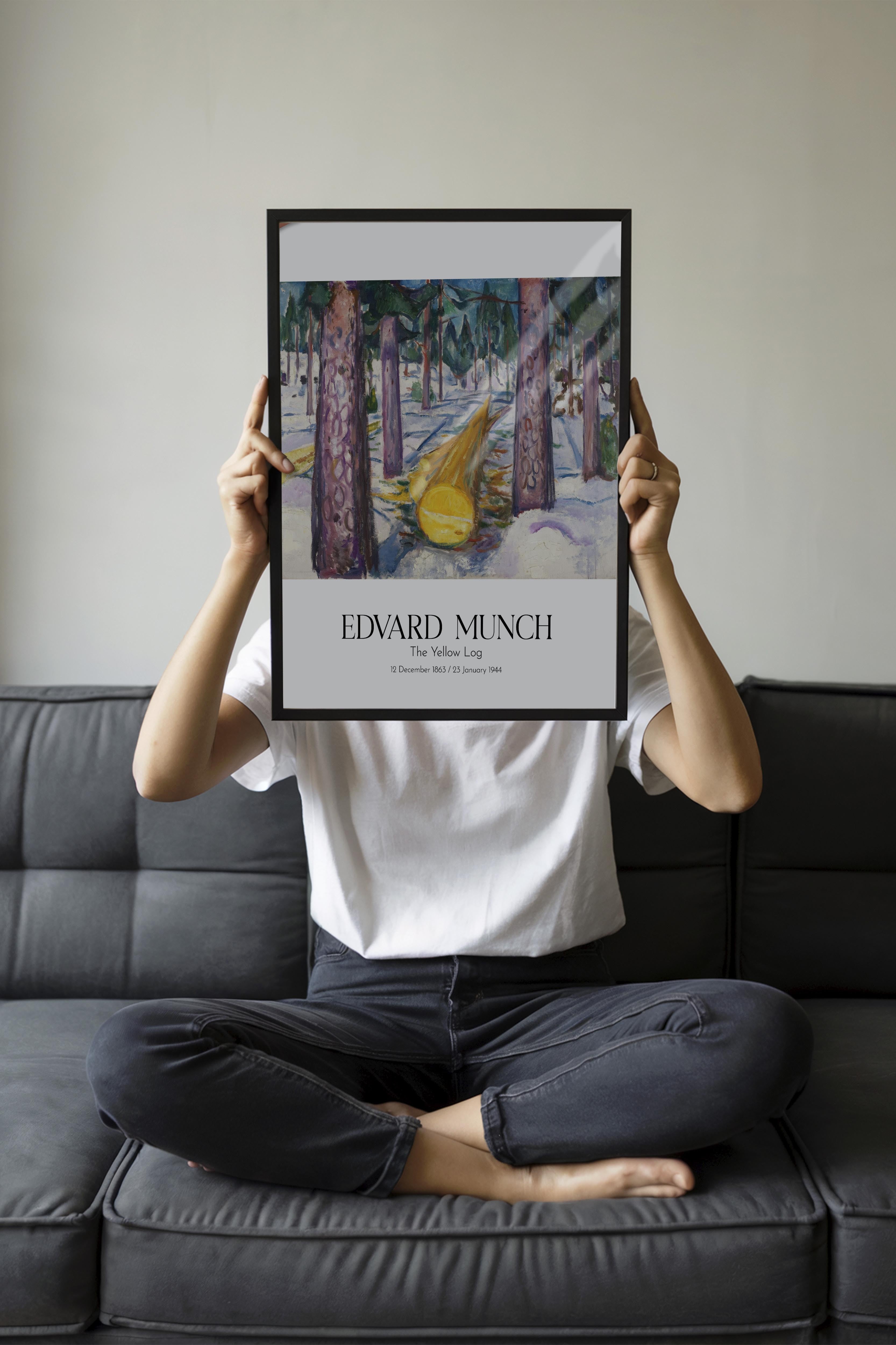 Edvard Munch - The Yellow Log, Siyah Çerçeveli Tablo, Sanat Serisi NO:111731
