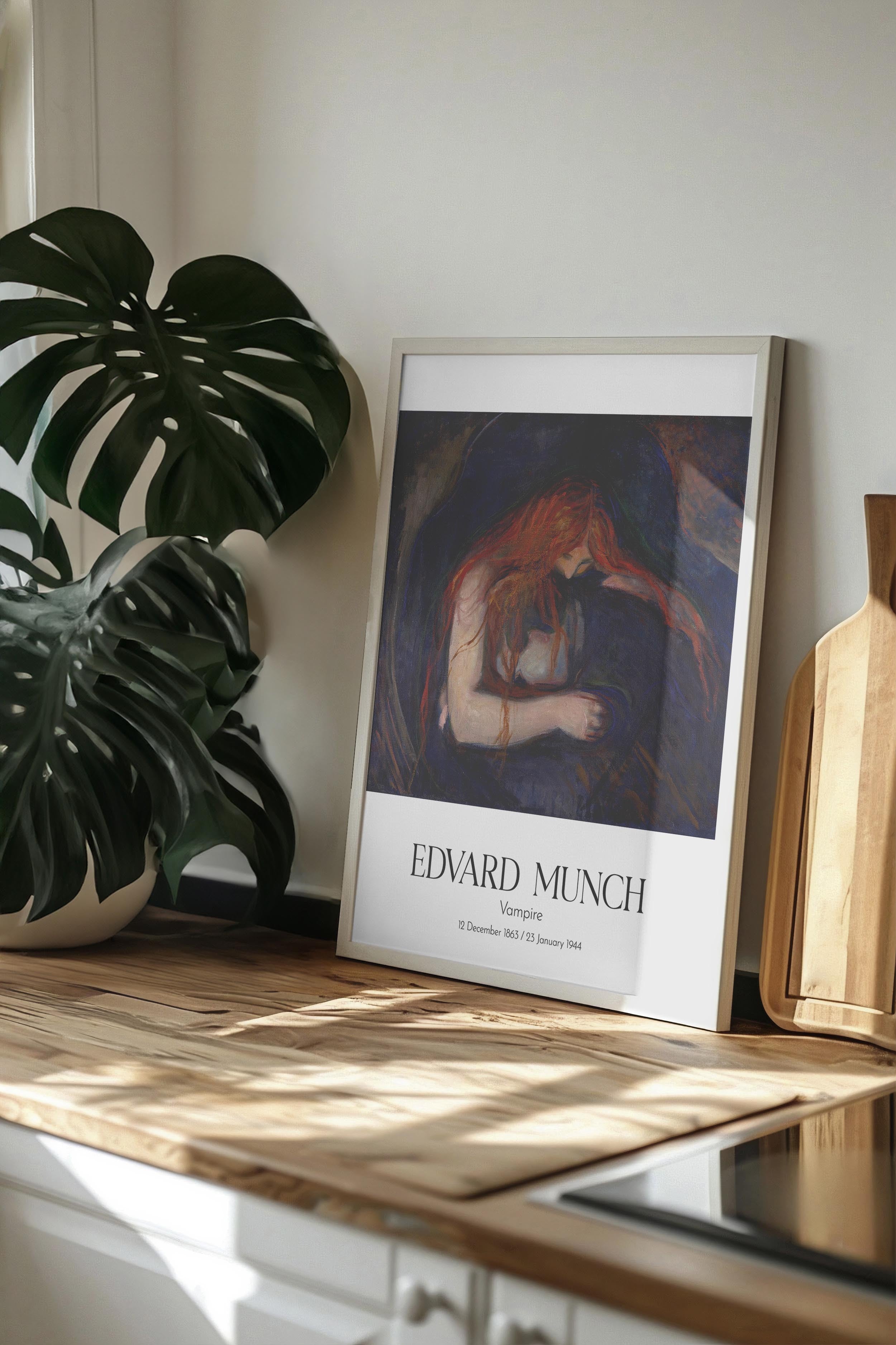 Edvard Munch - Vampire, Beyaz Çerçeveli Tablo, Sanat Serisi NO:111732