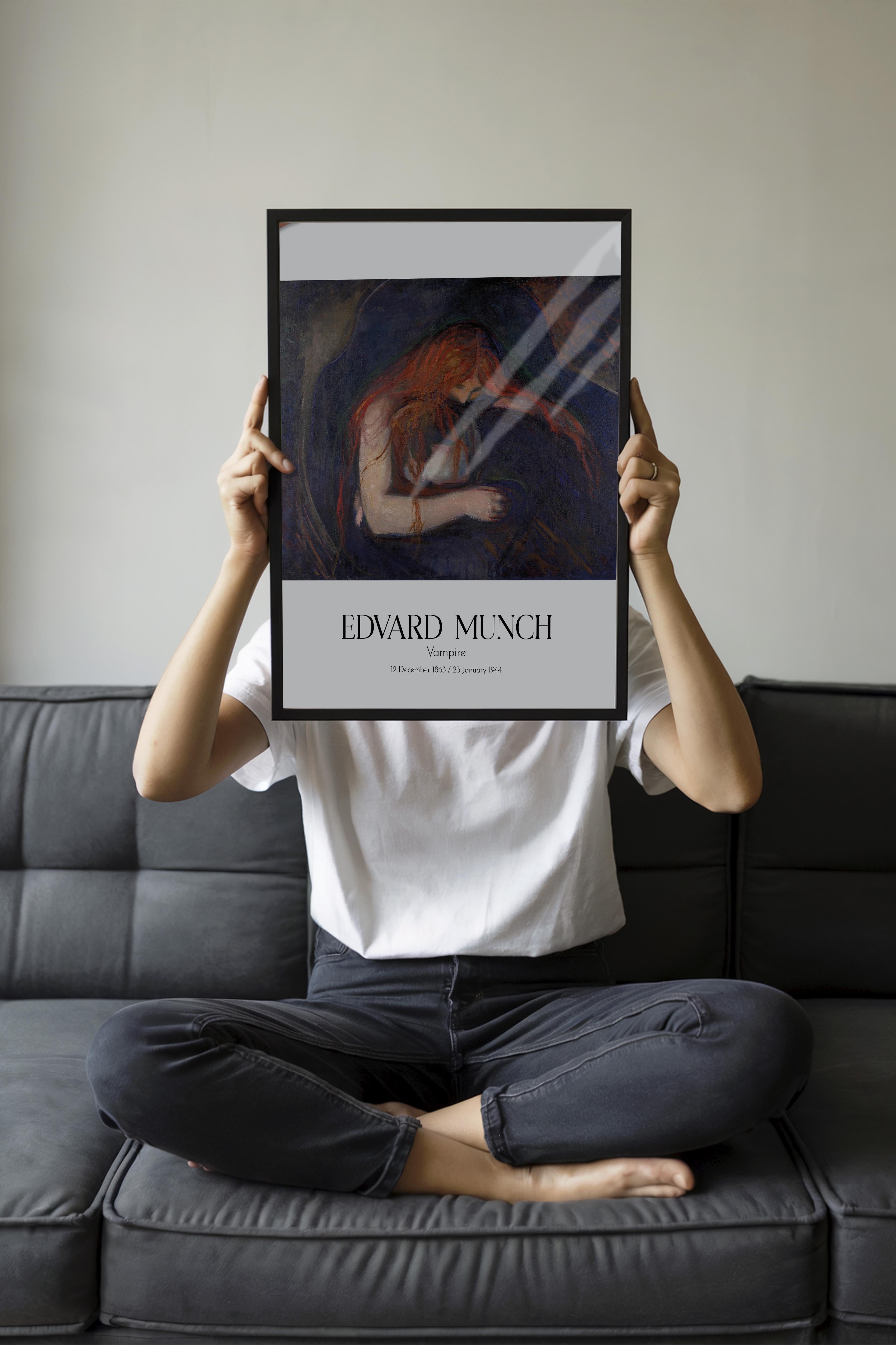 Edvard Munch - Vampire, Siyah Çerçeveli Tablo, Sanat Serisi NO:111732