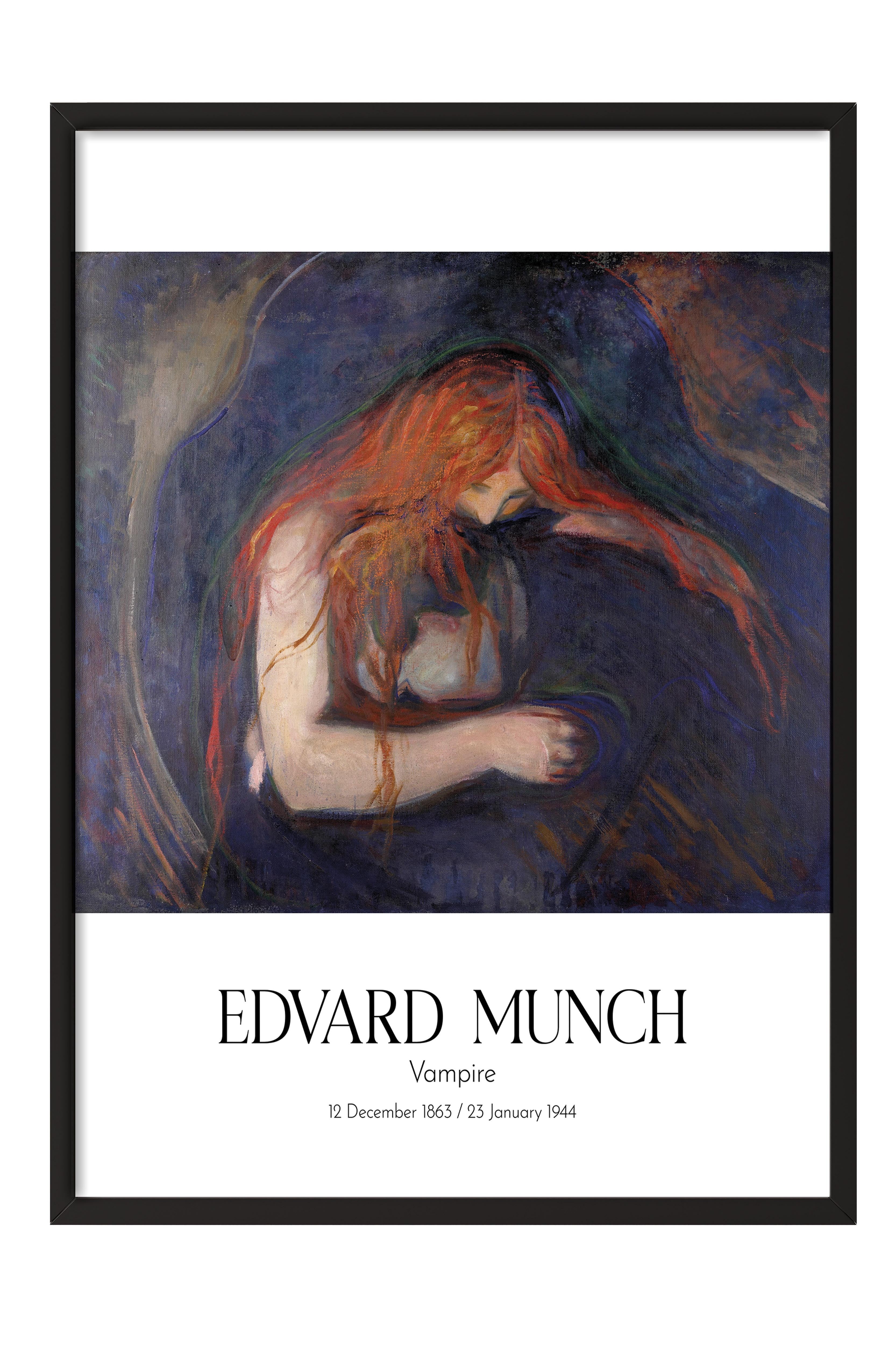 Edvard Munch - Vampire, Siyah Çerçeveli Tablo, Sanat Serisi NO:111732