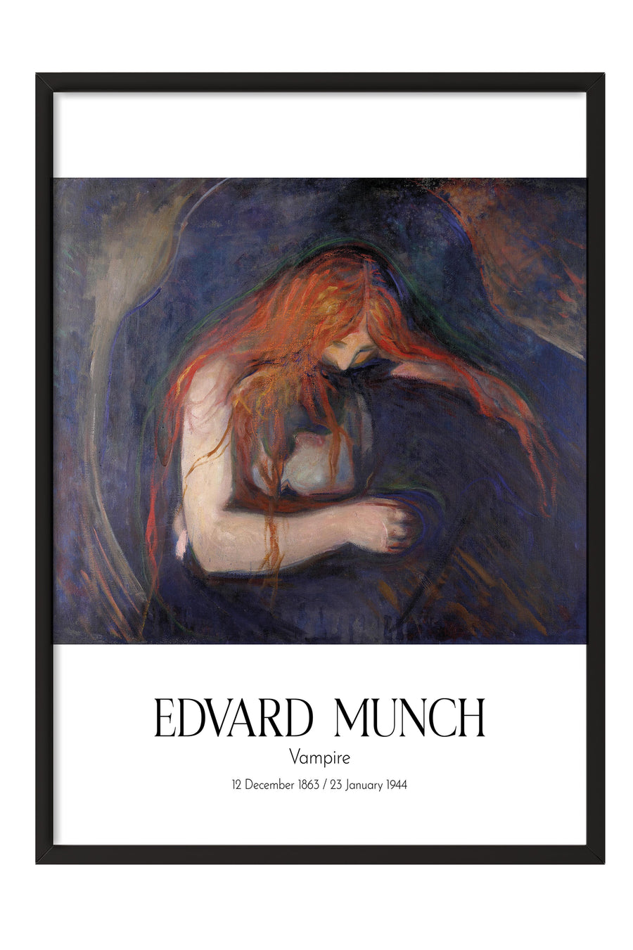 Edvard Munch - Vampire, Siyah Çerçeveli Tablo, Sanat Serisi NO:111732