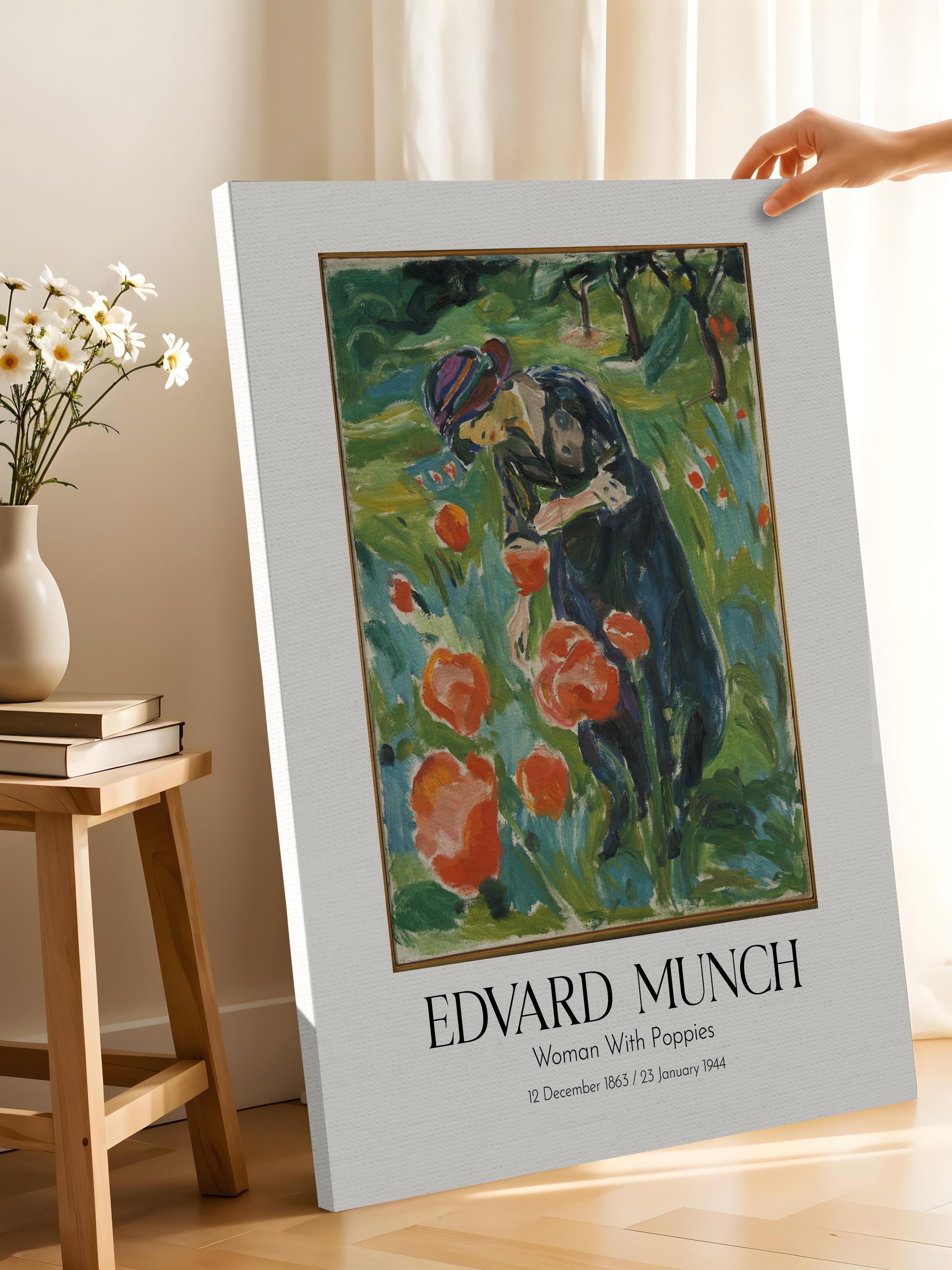 Edvard Munch - Woman With Poppies, Kanvas Tablo, Sanat Serisi NO:111734