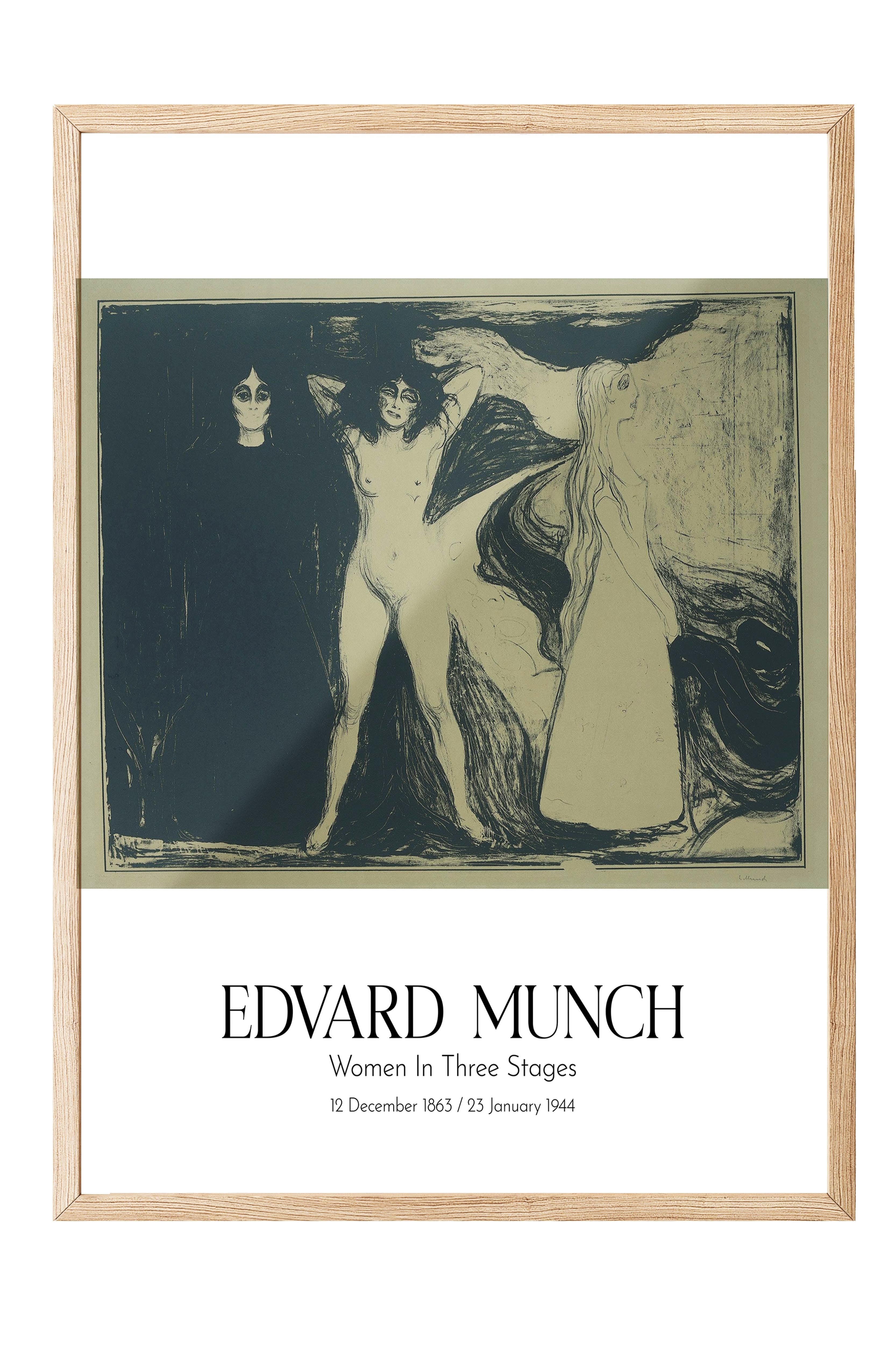 Edvard Munch - Women In Three Stages, Ahşap Çerçeveli Tablo, Sanat Serisi NO:111735