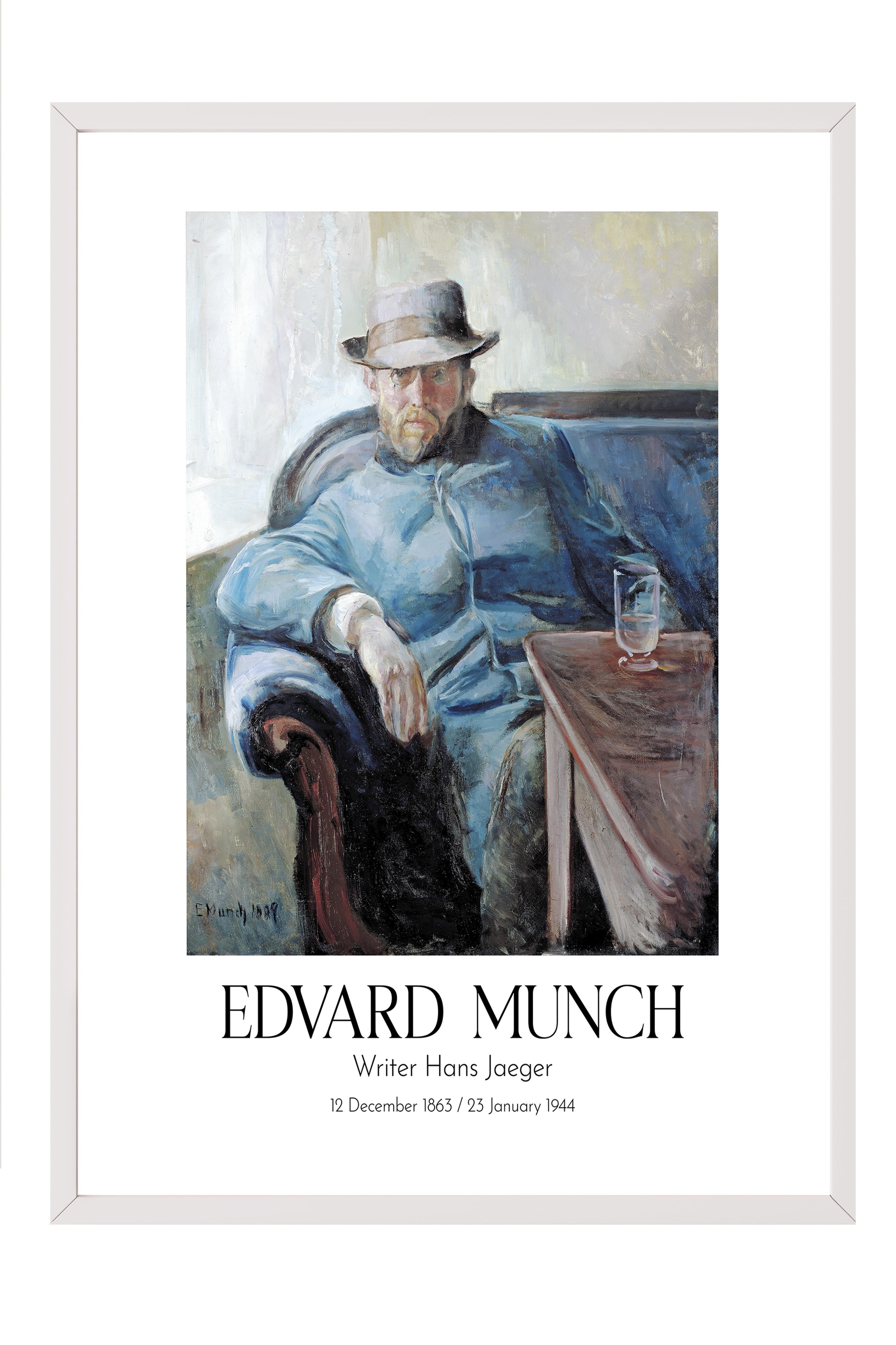Edvard Munch - Writer Hans Jaeger, Beyaz Çerçeveli Tablo, Sanat Serisi NO:111736