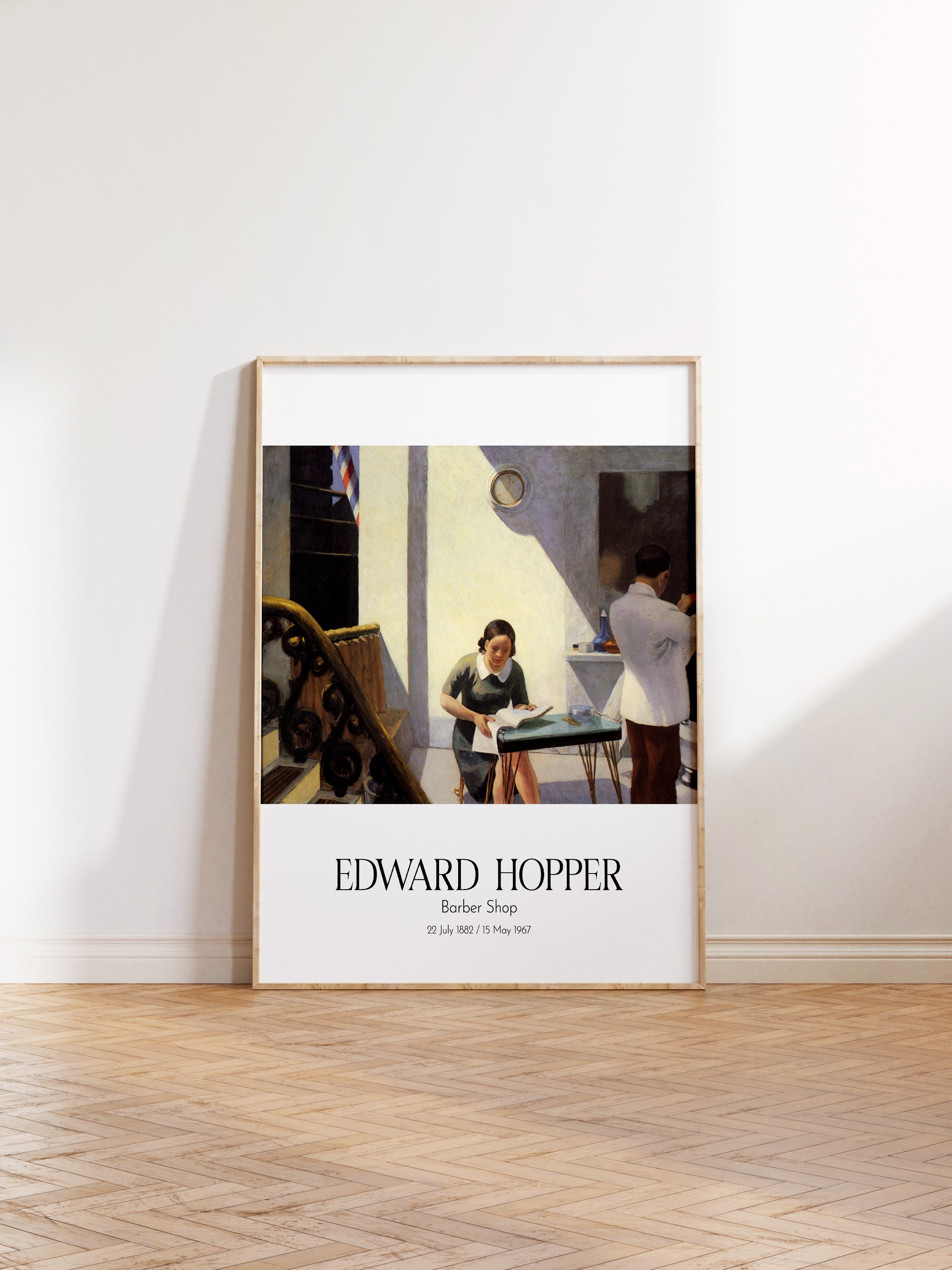 Edward Hopper - Barber Shop, Ahşap Çerçeveli Tablo, Sanat Serisi NO:110170