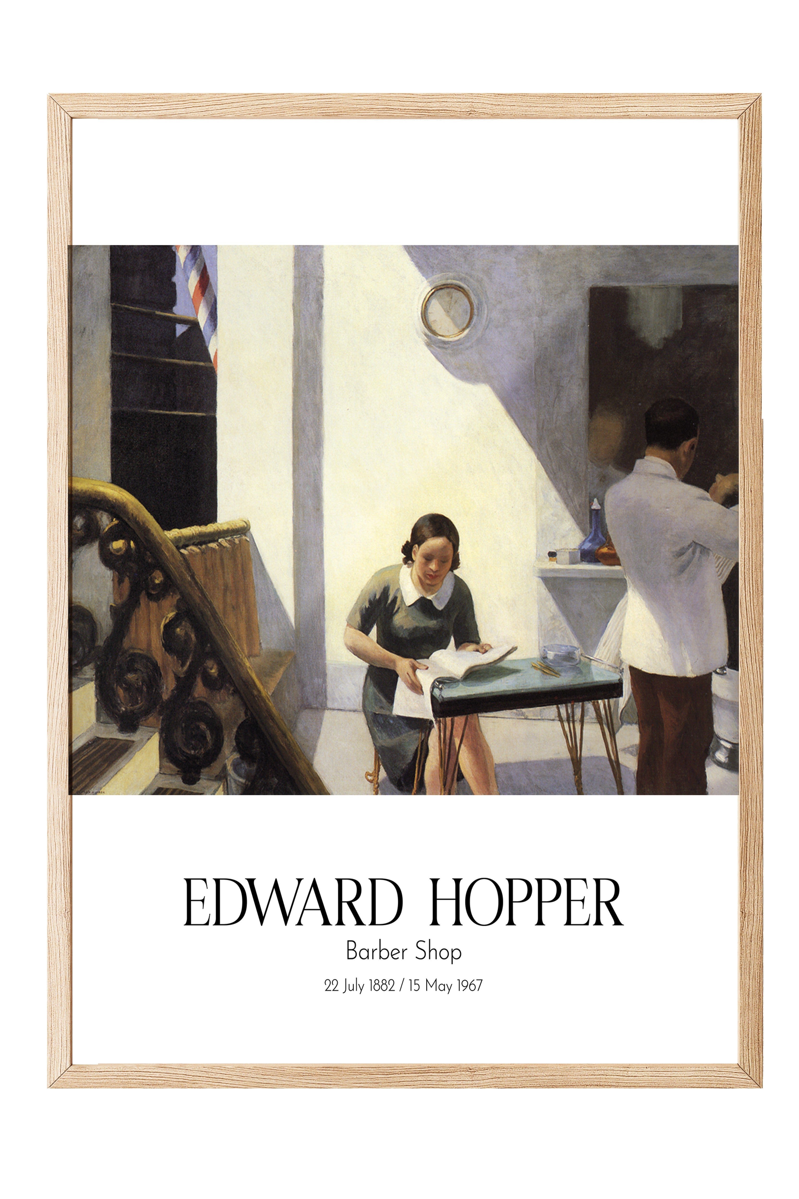 Edward Hopper - Barber Shop, Ahşap Çerçeveli Tablo, Sanat Serisi NO:110170