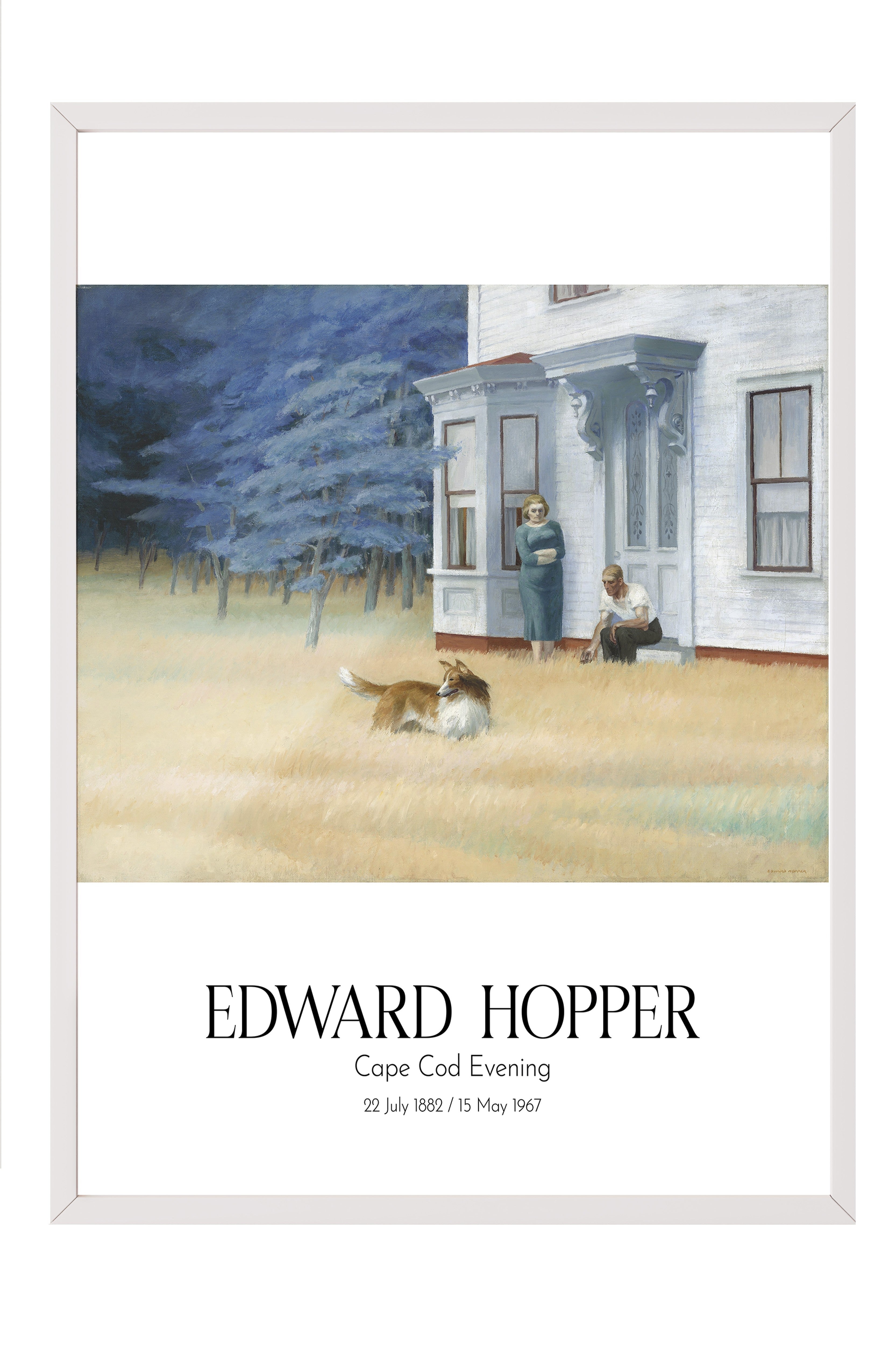 Edward Hopper - Cape Cod Evening, Beyaz Çerçeveli Tablo, Sanat Serisi NO:110172