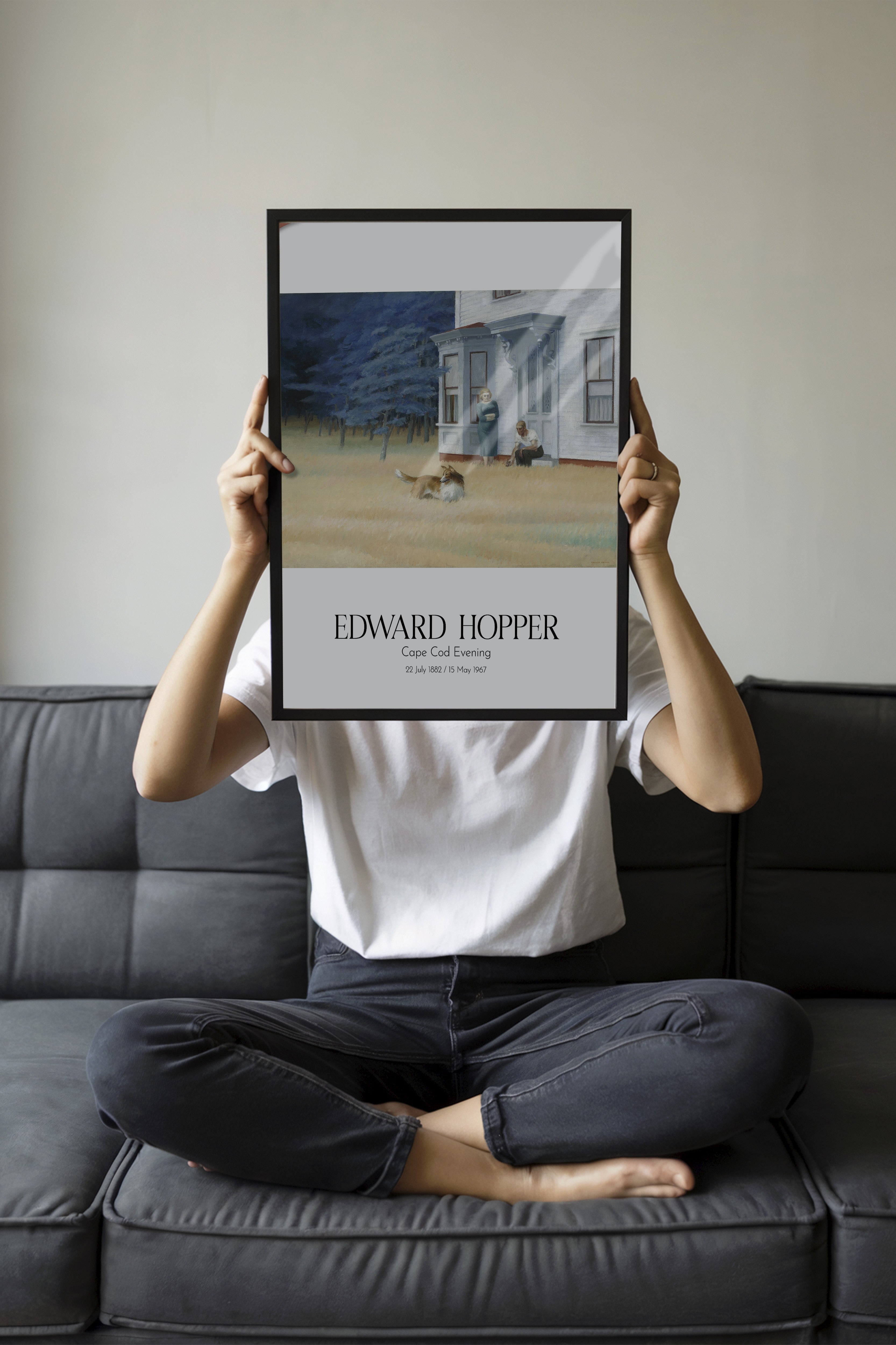 Edward Hopper - Cape Cod Evening, Siyah Çerçeveli Tablo, Sanat Serisi NO:110172