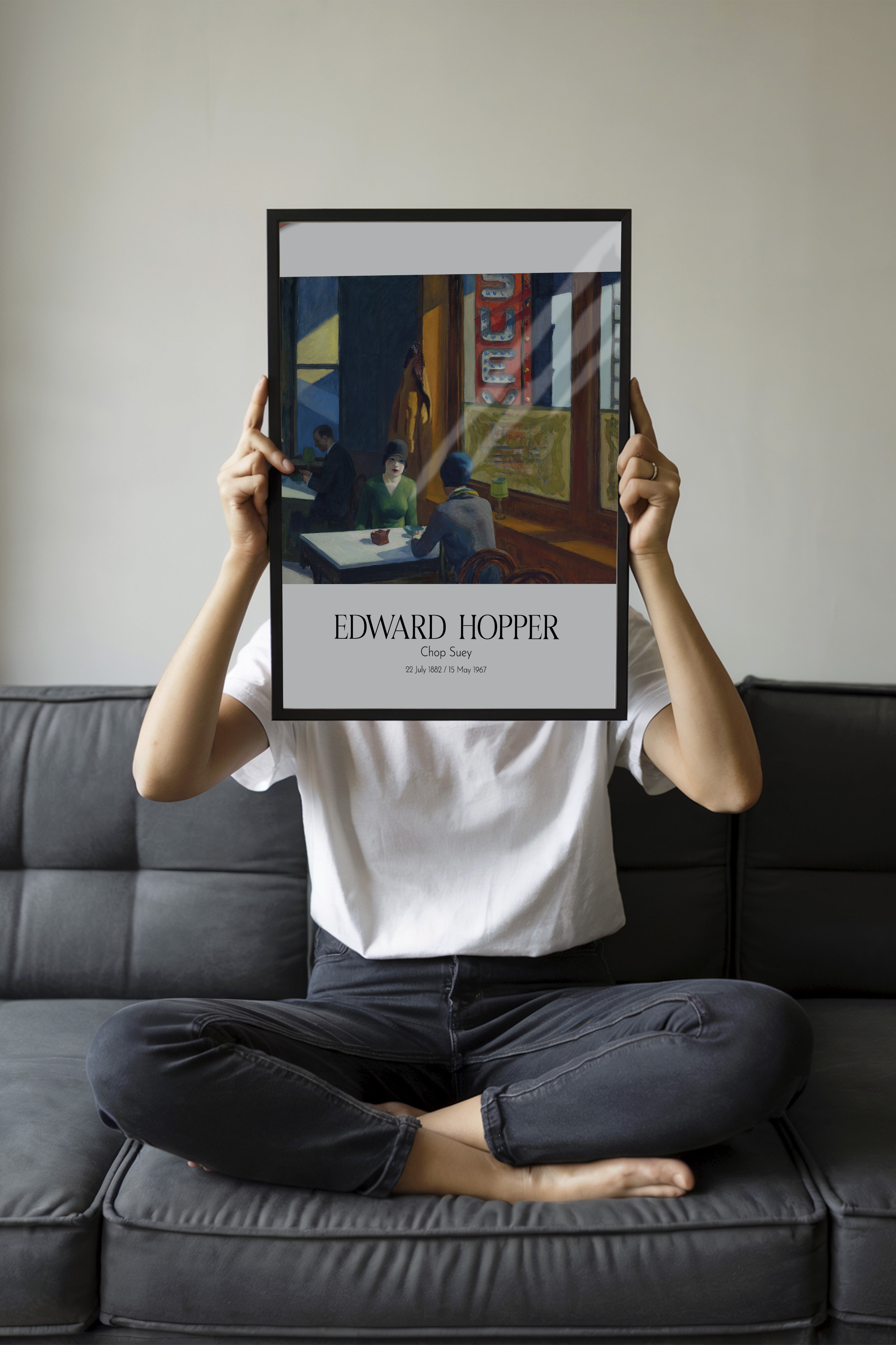 Edward Hopper - Chop Suey, Siyah Çerçeveli Tablo, Sanat Serisi NO:110173