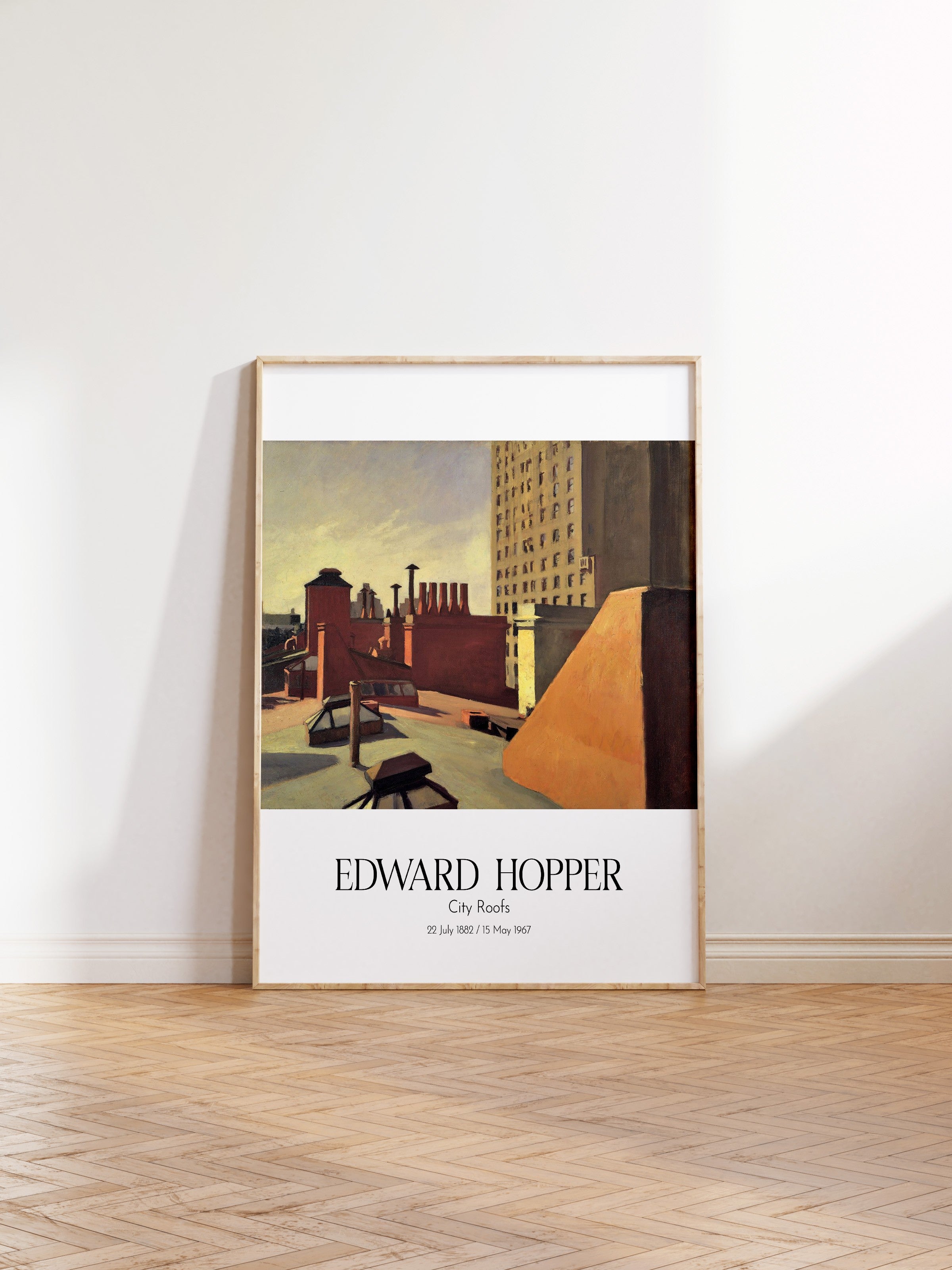 Edward Hopper - City Roofs, Ahşap Çerçeveli Tablo, Sanat Serisi NO:110174