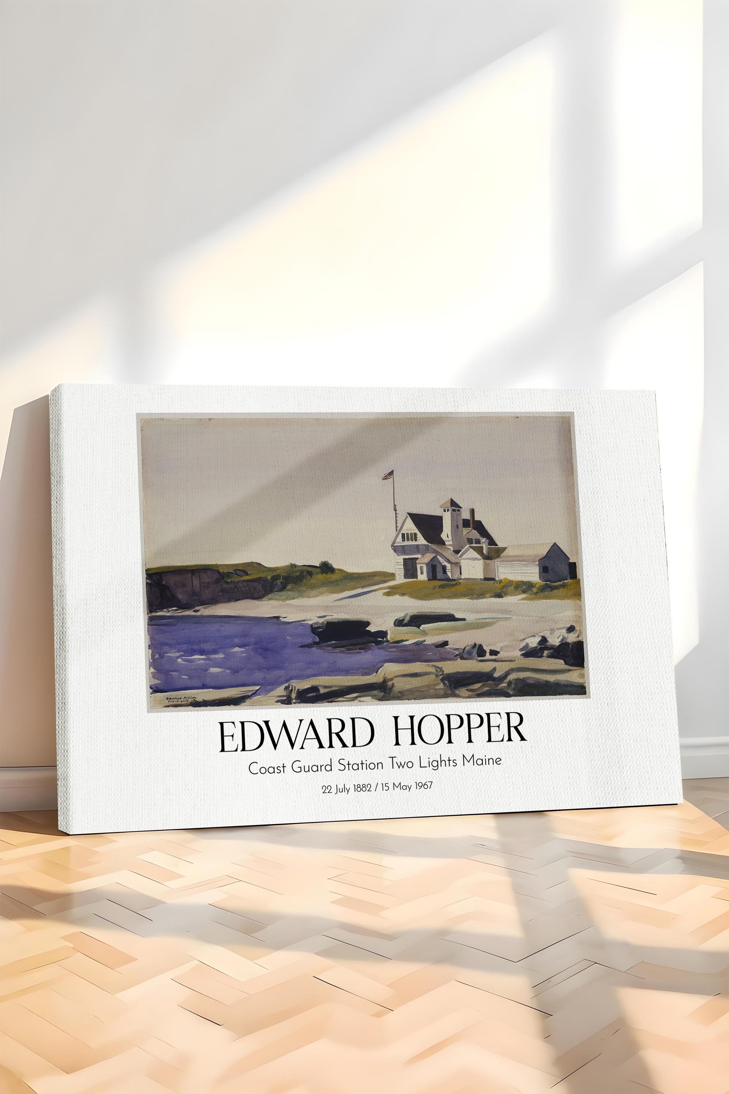 Edward Hopper - Coast Guard Station Two Lights Maine, Kanvas Tablo, Sanat Serisi NO:110197