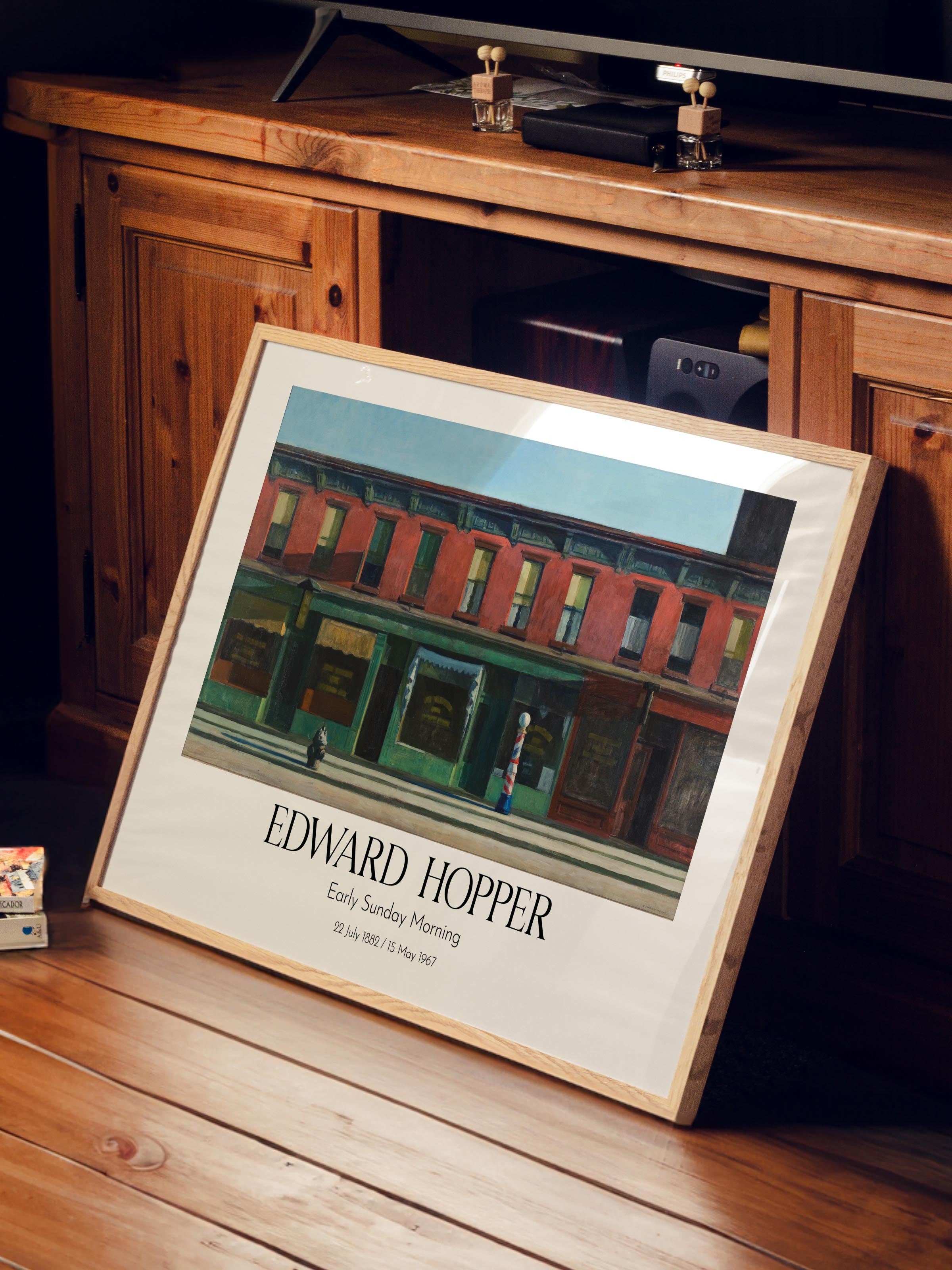 Edward Hopper - Early Sunday Morning, Ahşap Çerçeveli Tablo, Sanat Serisi NO:110187
