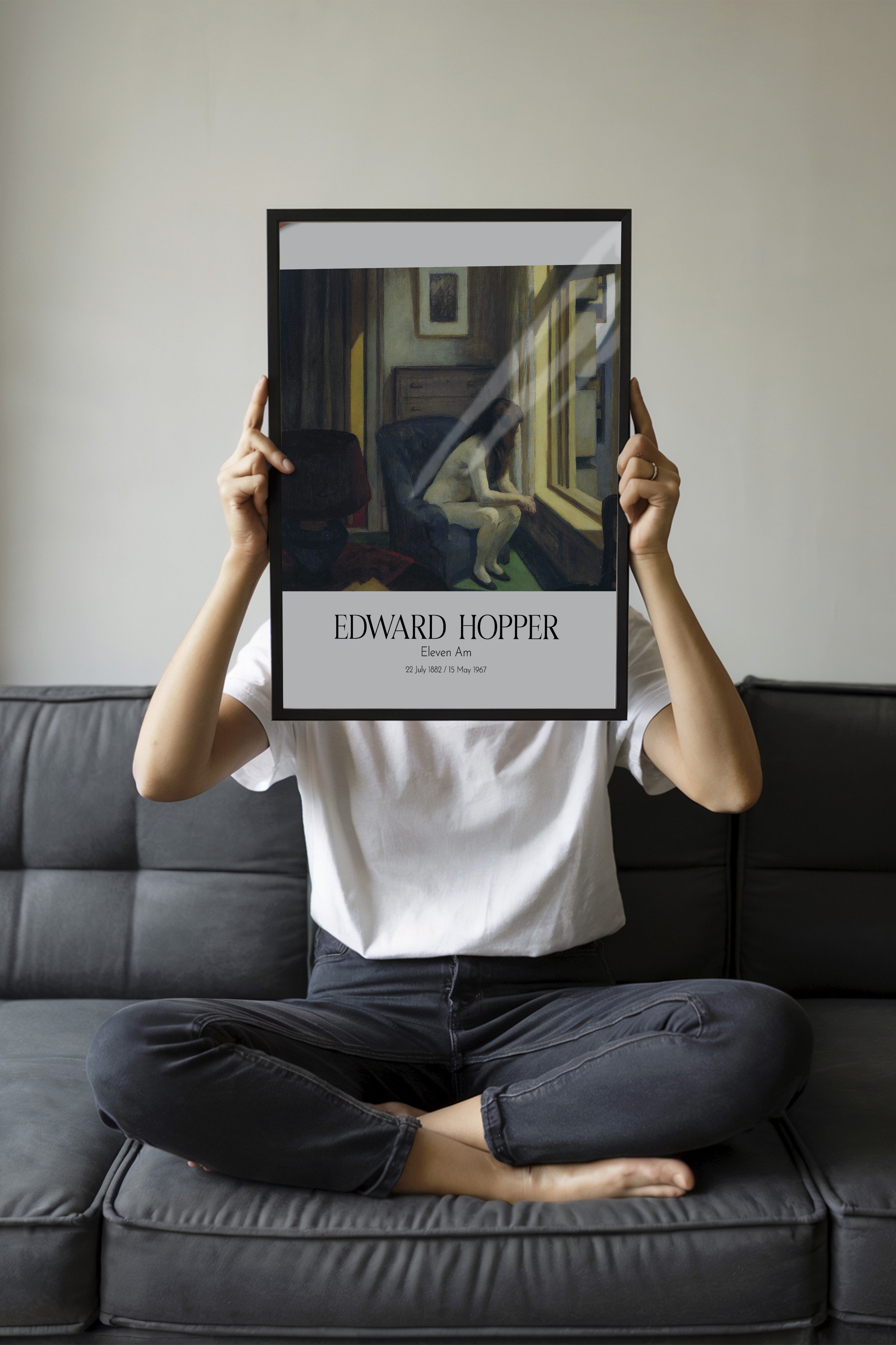 Edward Hopper - Eleven Am, Siyah Çerçeveli Tablo, Sanat Serisi NO:110175