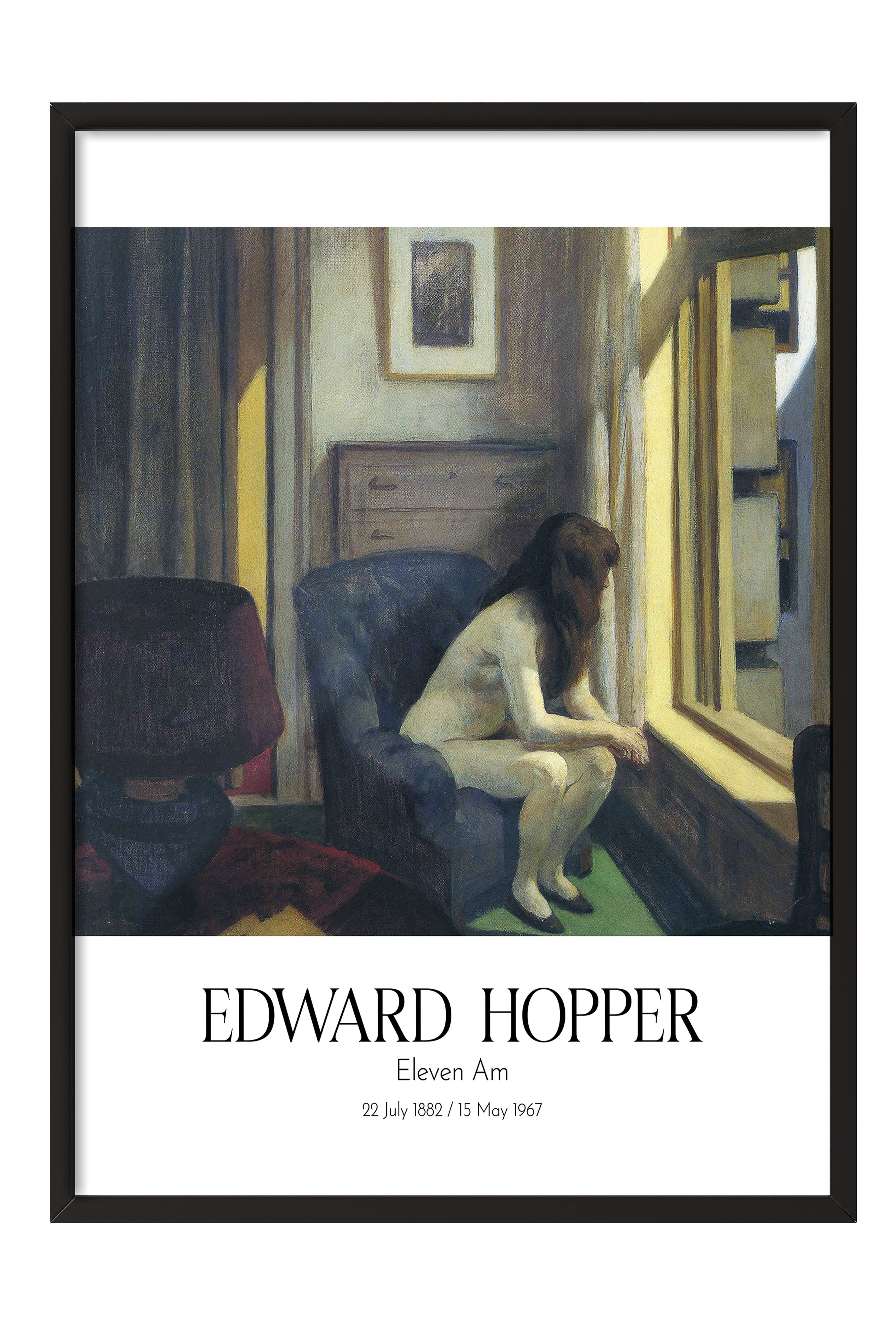 Edward Hopper - Eleven Am, Siyah Çerçeveli Tablo, Sanat Serisi NO:110175