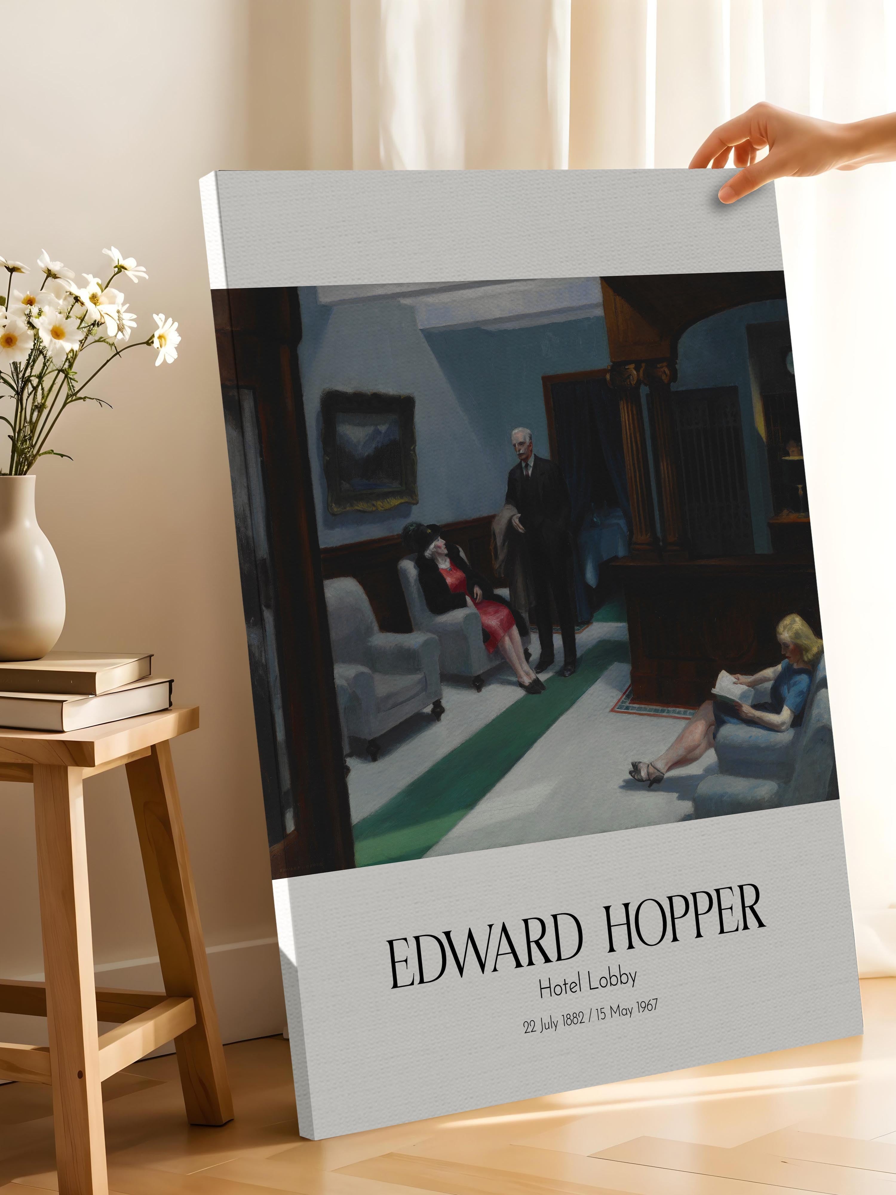 Edward Hopper - Hotel Lobby, Kanvas Tablo, Sanat Serisi NO:110176