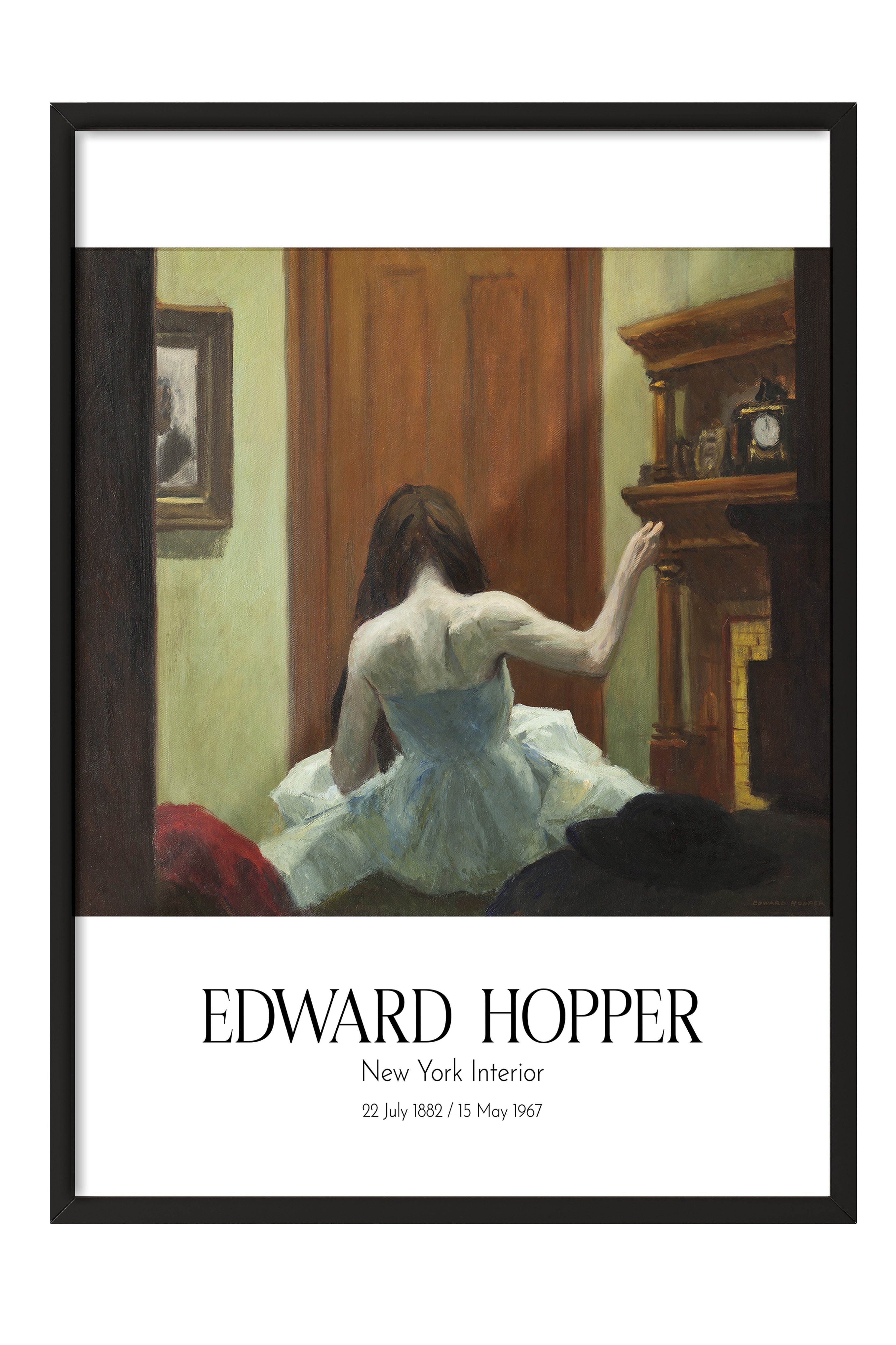 Edward Hopper - New York Interior, Siyah Çerçeveli Tablo, Sanat Serisi NO:110178