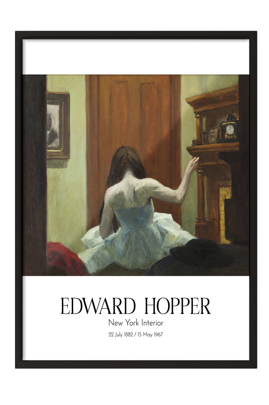 Edward Hopper - New York Interior, Siyah Çerçeveli Tablo, Sanat Serisi NO:110178
