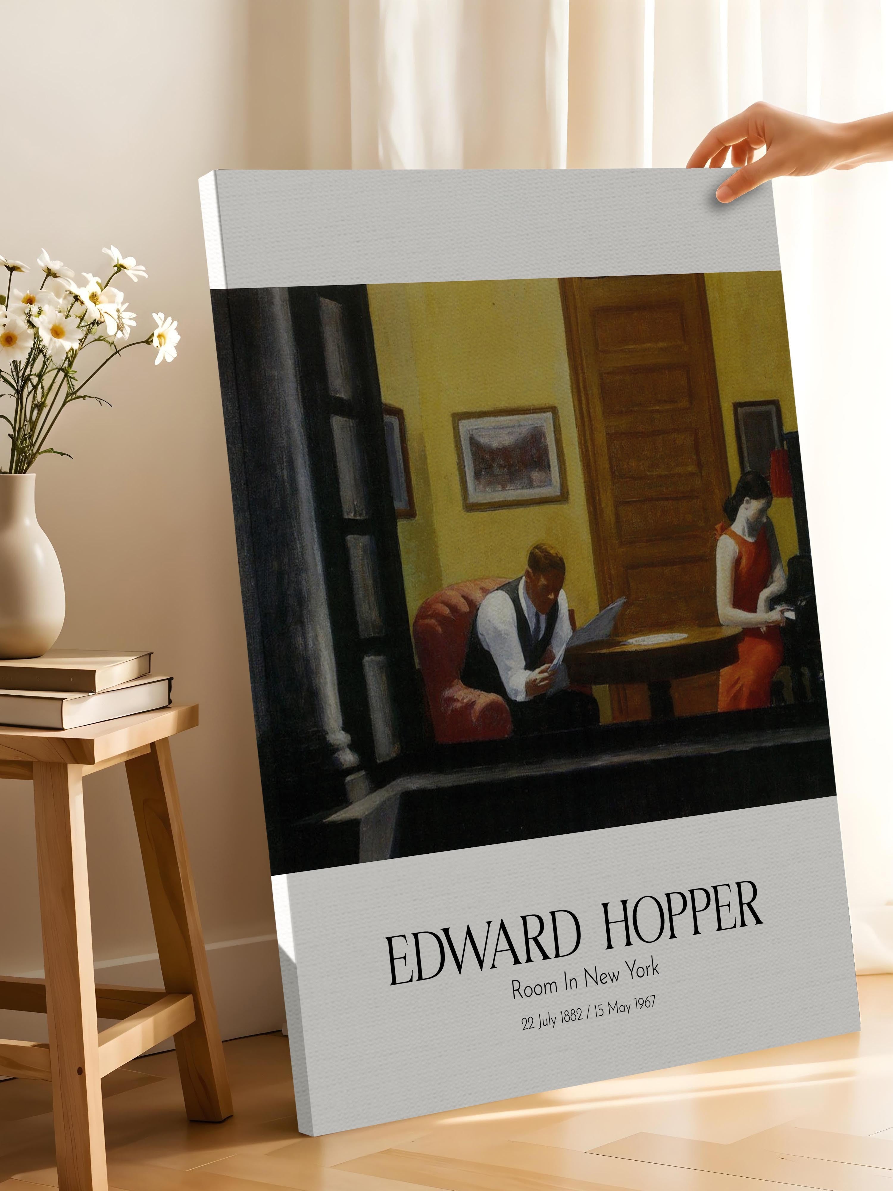 Edward Hopper - Room In New York, Kanvas Tablo, Sanat Serisi NO:110179