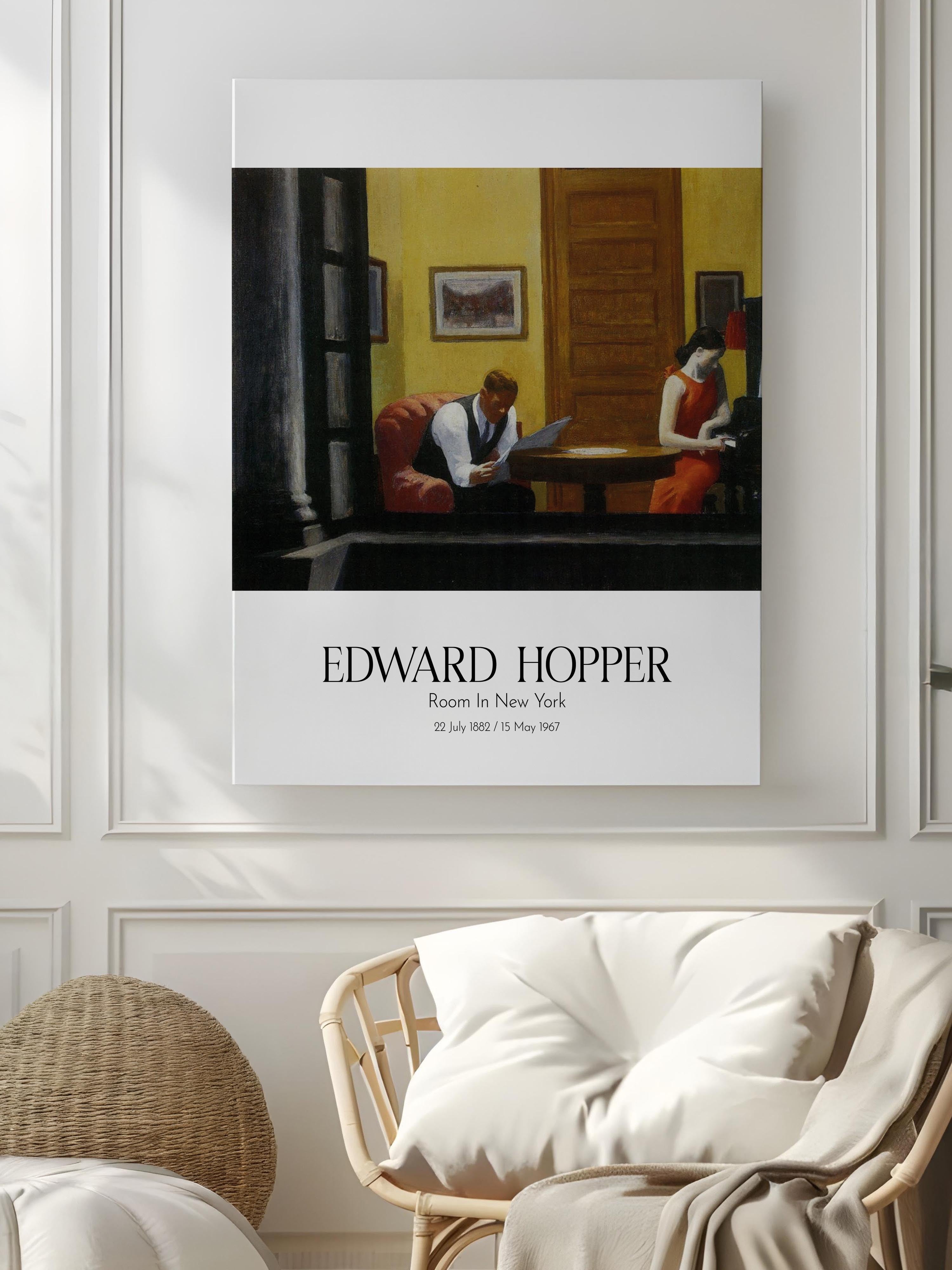 Edward Hopper - Room In New York, Kanvas Tablo, Sanat Serisi NO:110179
