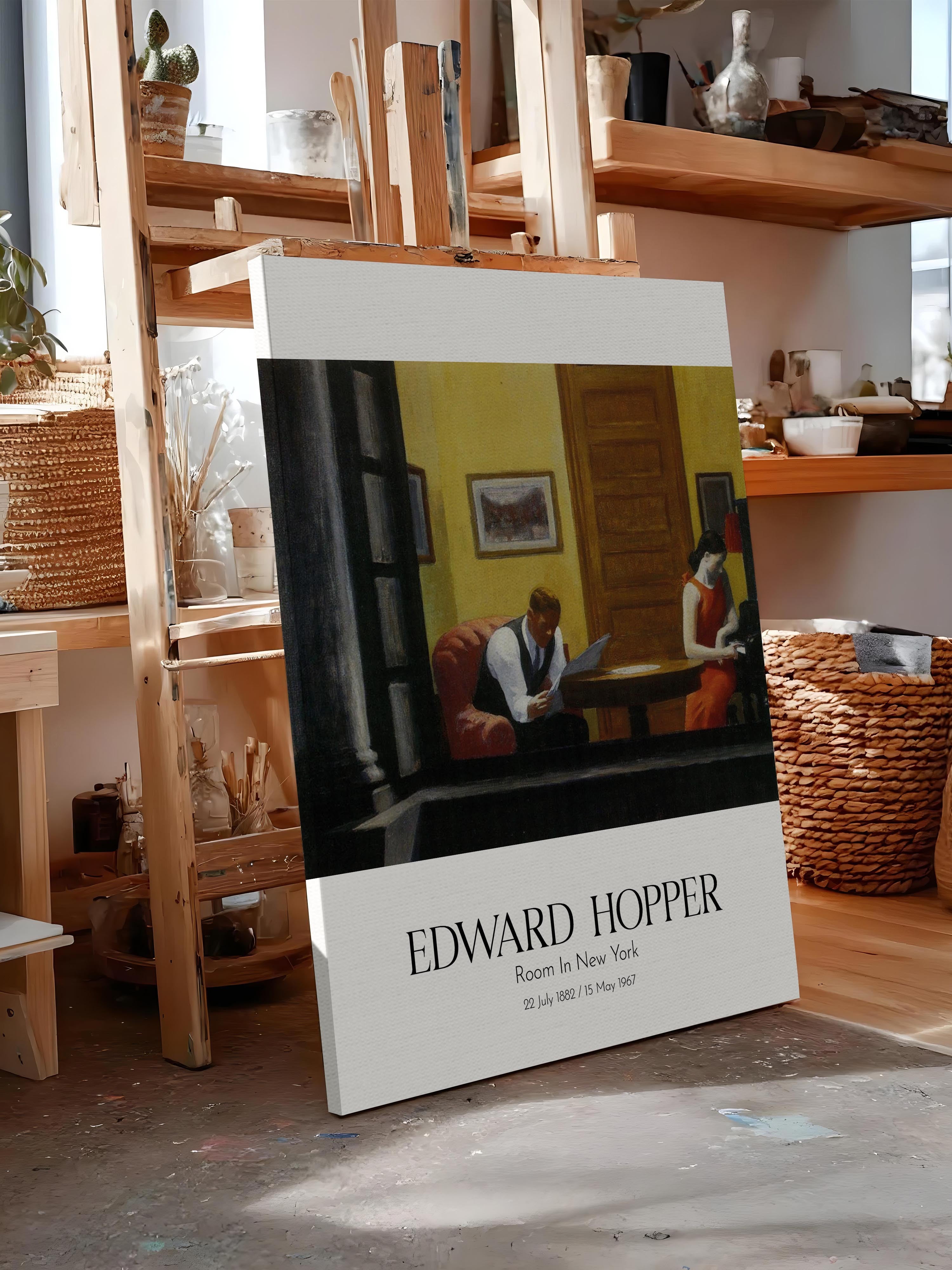 Edward Hopper - Room In New York, Kanvas Tablo, Sanat Serisi NO:110179