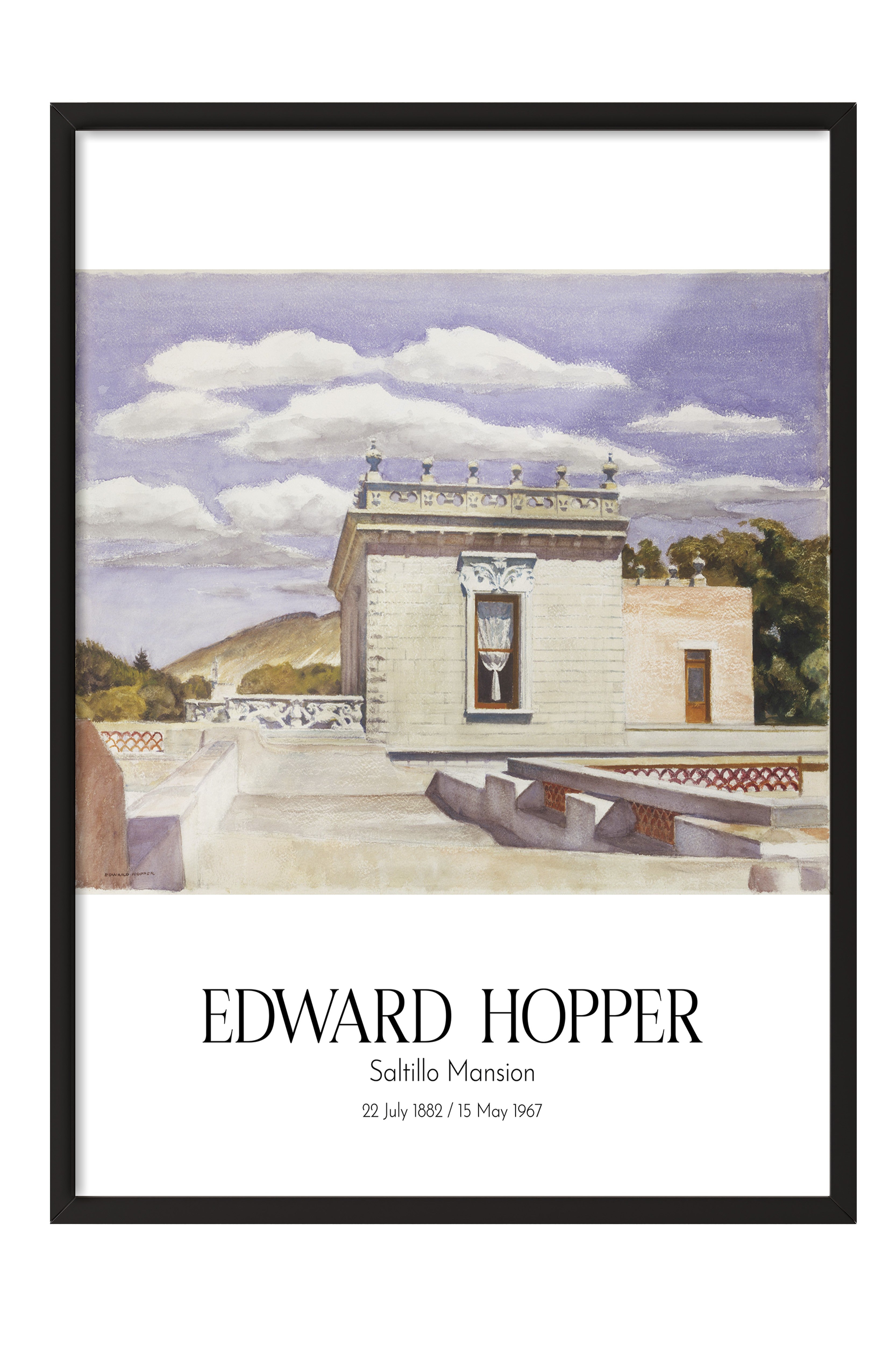 Edward Hopper - Saltillo Mansion, Siyah Çerçeveli Tablo, Sanat Serisi NO:110184
