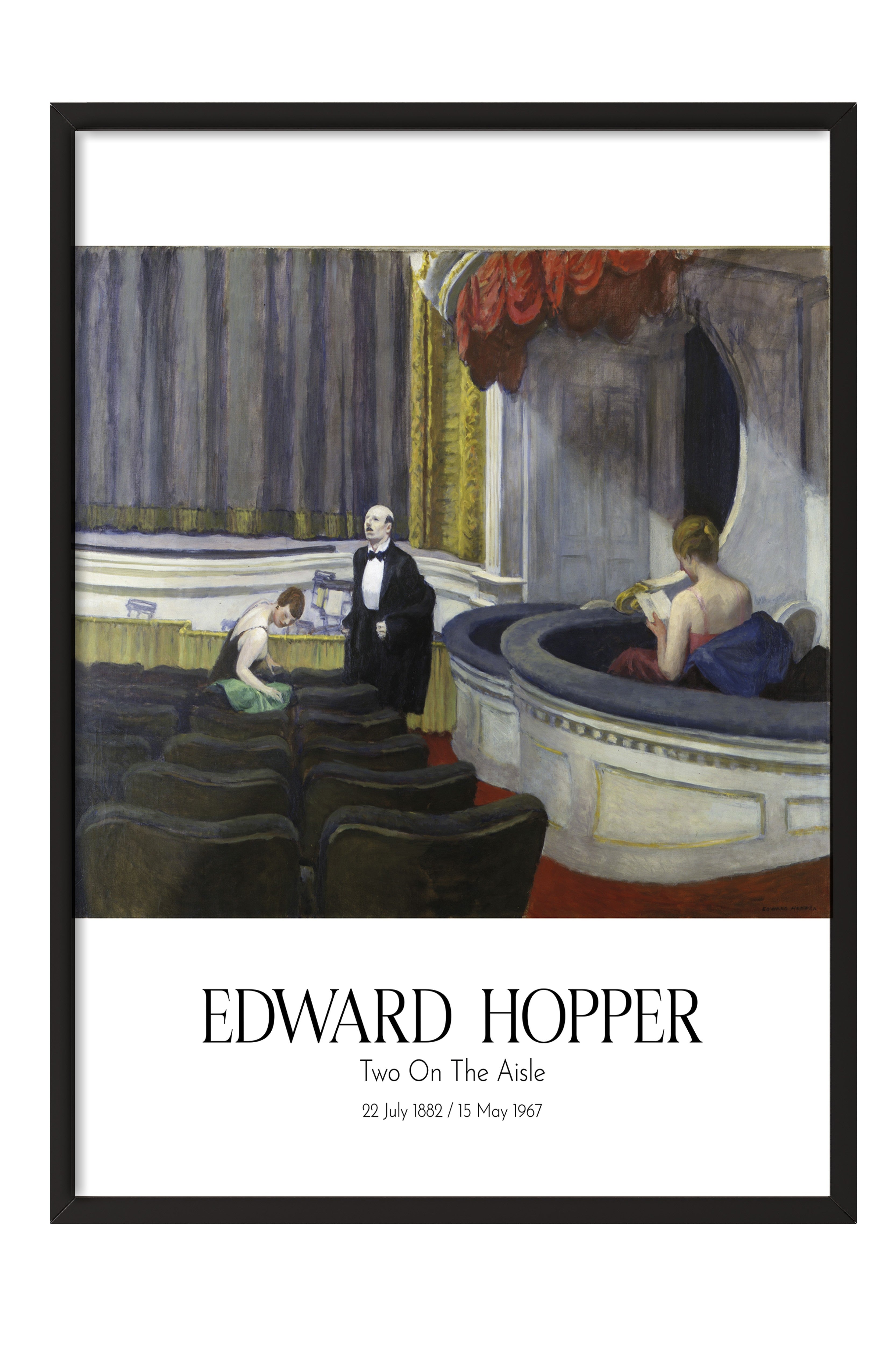 Edward Hopper - Two On The Aisle, Siyah Çerçeveli Tablo, Sanat Serisi NO:110183