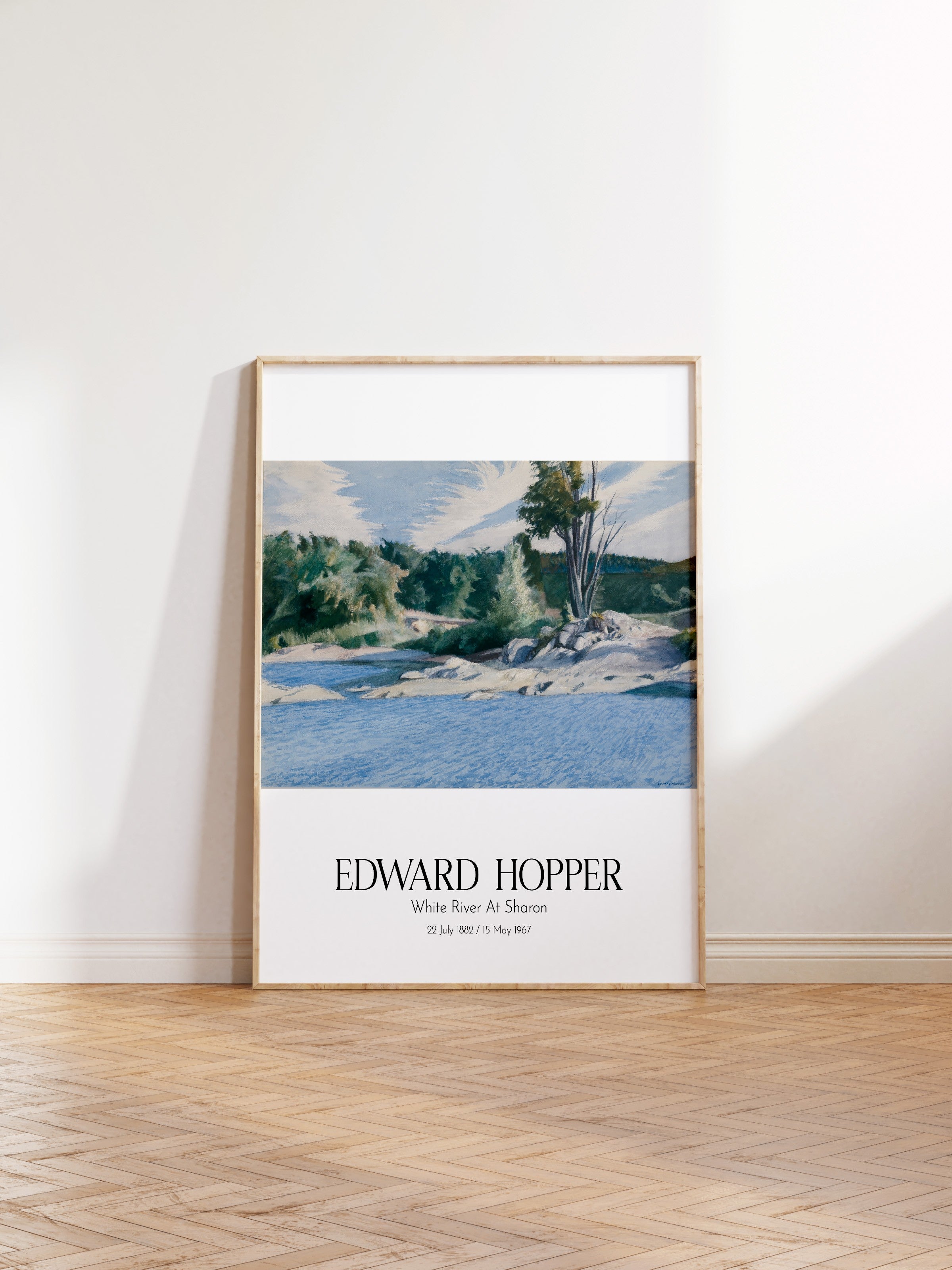Edward Hopper - White River At Sharon, Ahşap Çerçeveli Tablo, Sanat Serisi NO:110185