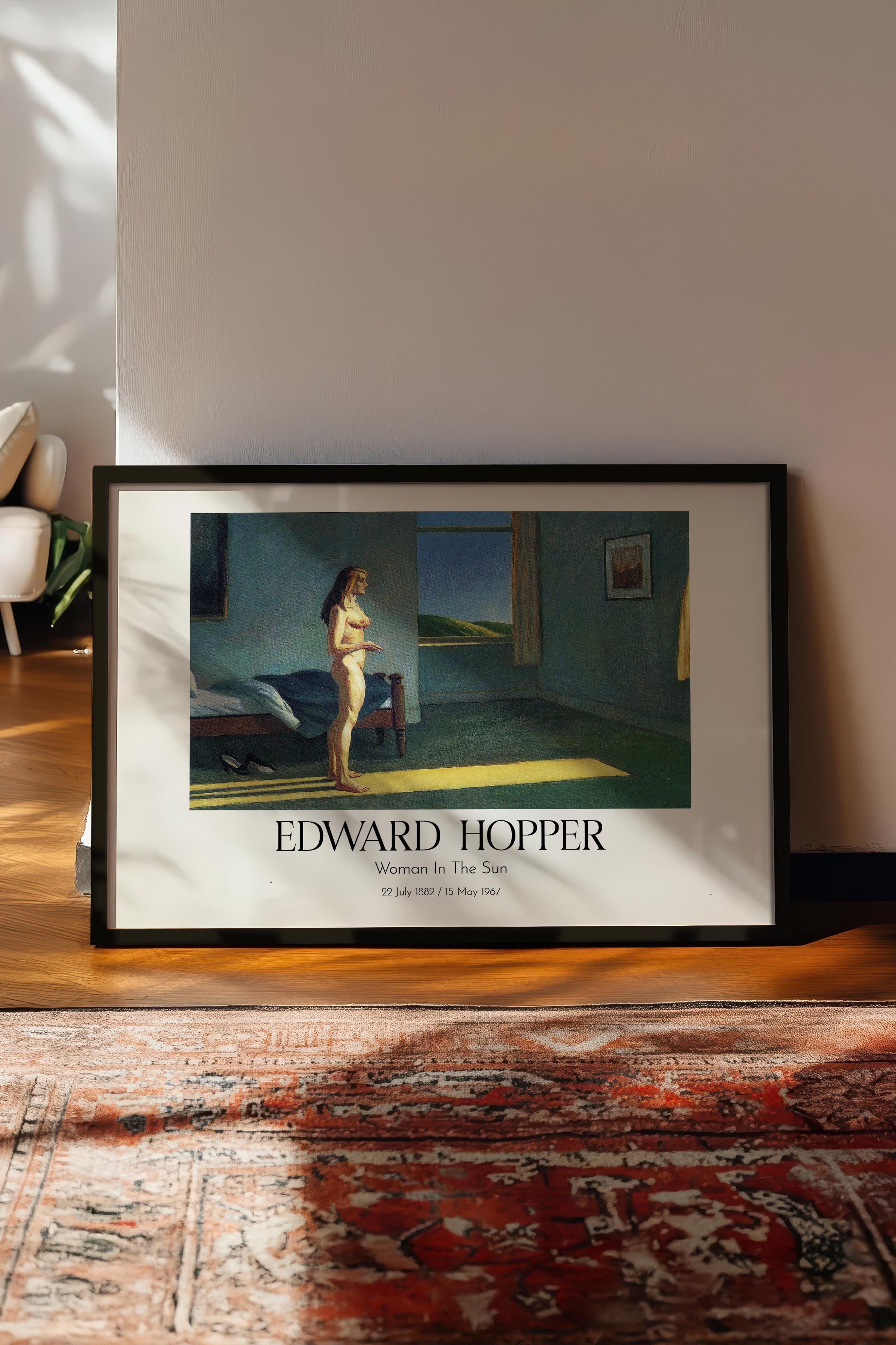 Edward Hopper - Woman In The Sun, Siyah Çerçeveli Tablo, Sanat Serisi NO:110195