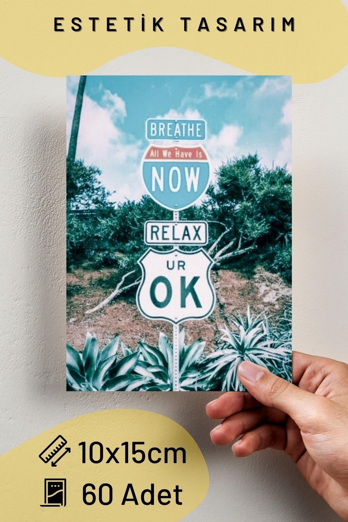 Ege Duvar Posteri Kolaj Seti - 70 Adet - Arkası Yapışkanlı Mavi Poster Seti - 10cm*15cm