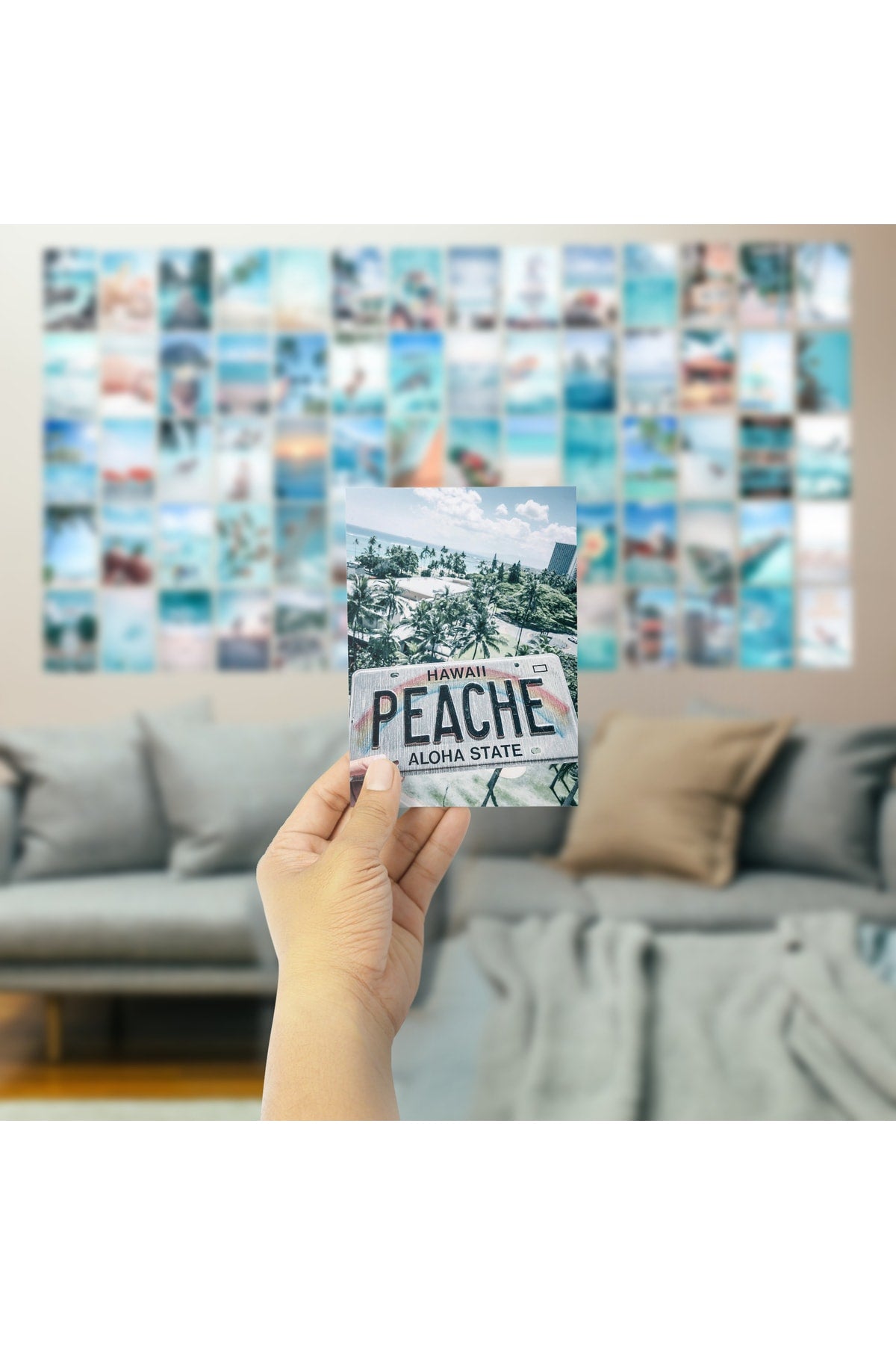 Ege Duvar Posteri Kolaj Seti - 70 Adet - Arkası Yapışkanlı Mavi Poster Seti - 10cm*15cm