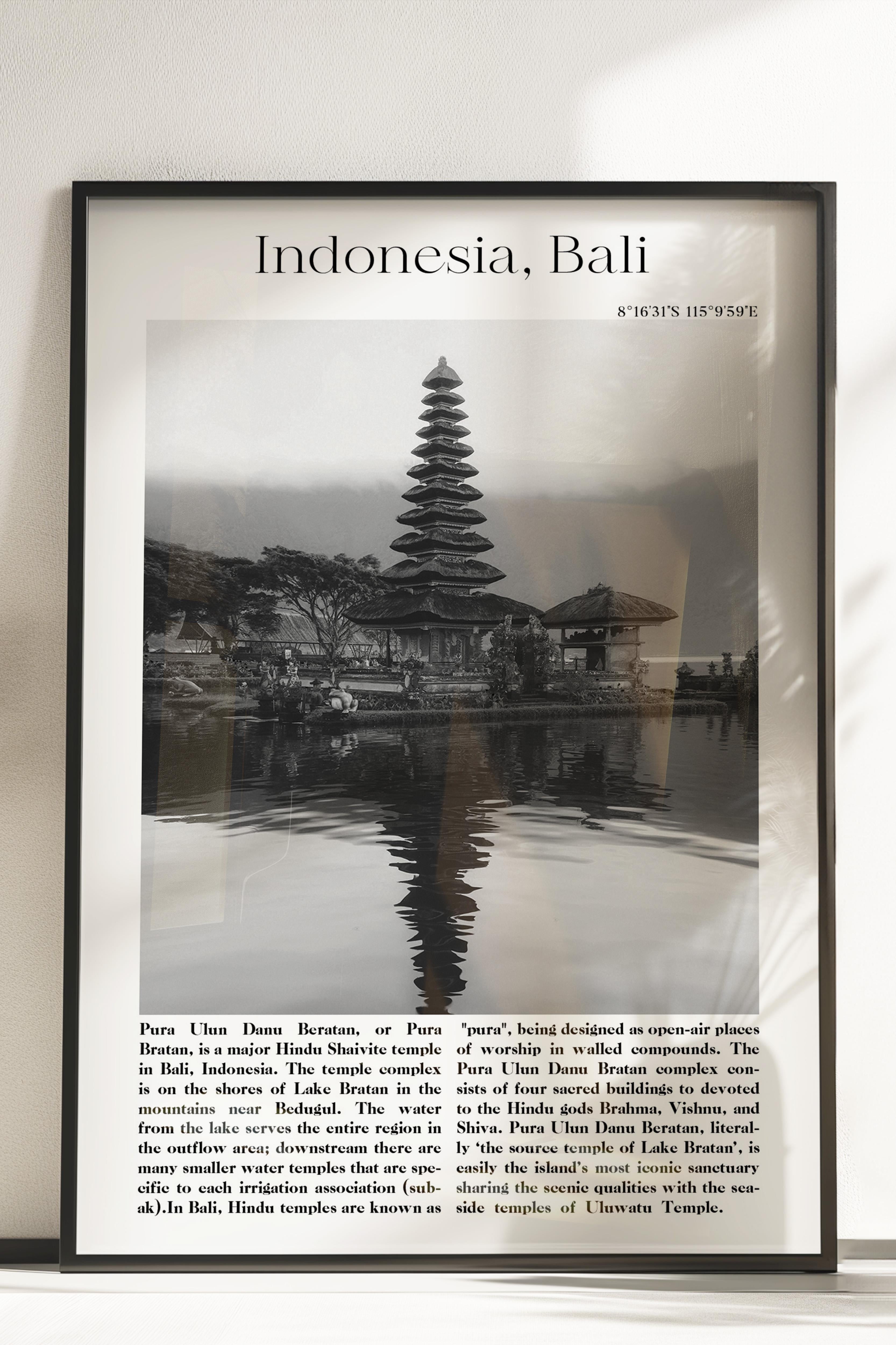 Endonezya - Bali, Şehir Temalı Poster, Çerçevesiz Duvar Posteri, NO:30017