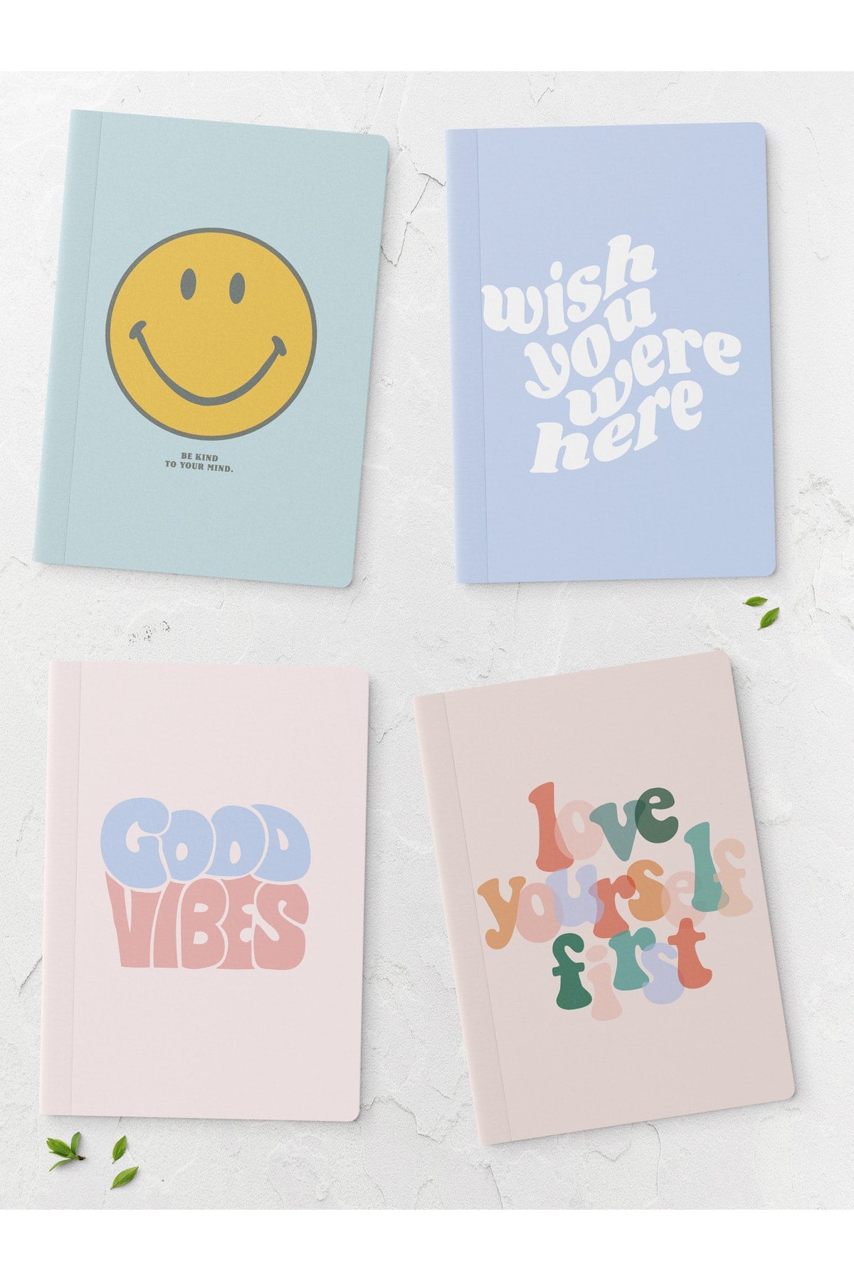Rengarenk Çizgisiz Defter Seti - 4 Adet - 14cm*20cm - 64 Sayfa