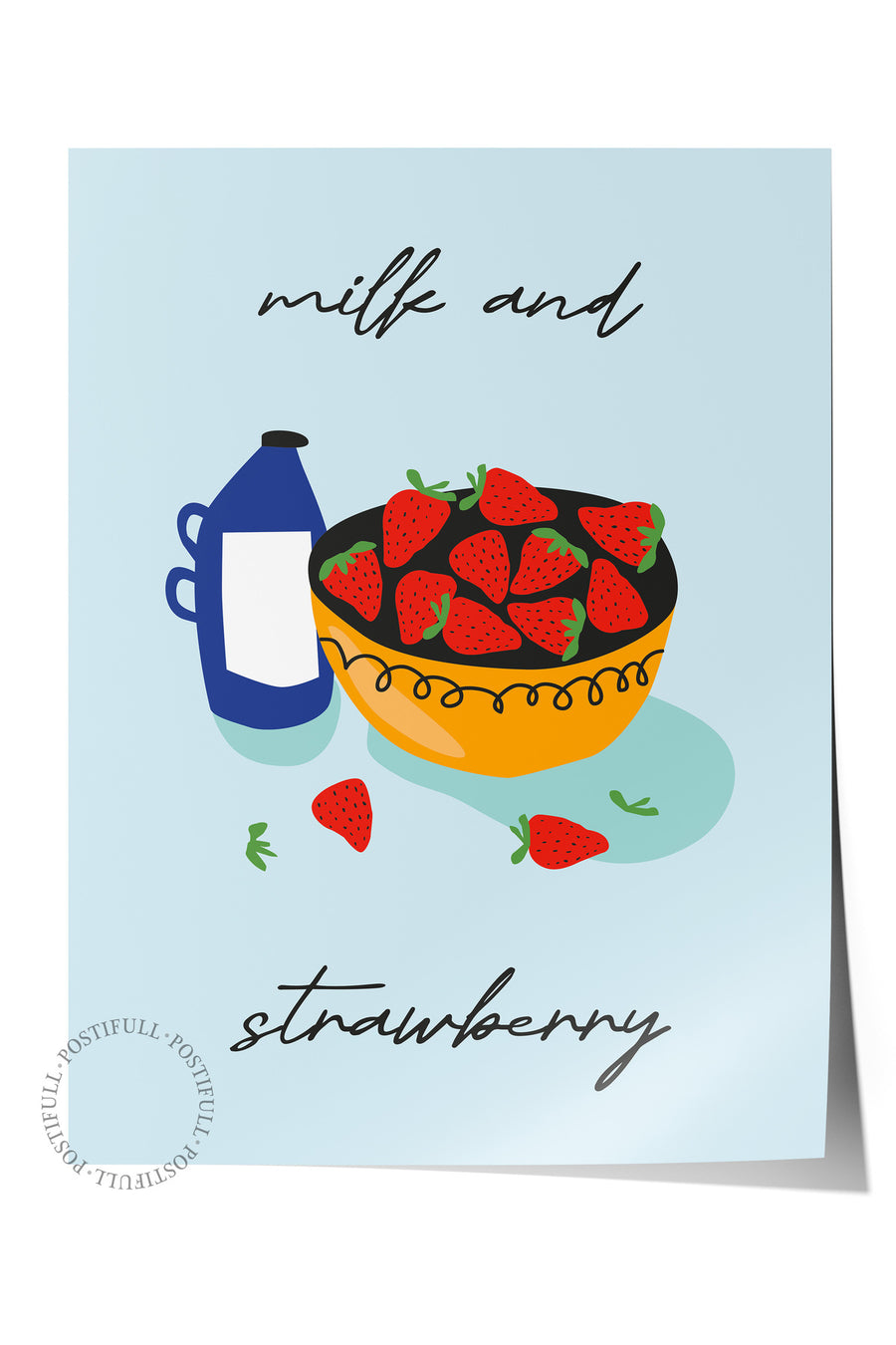 milk and strawberry Çerçevesiz Poster