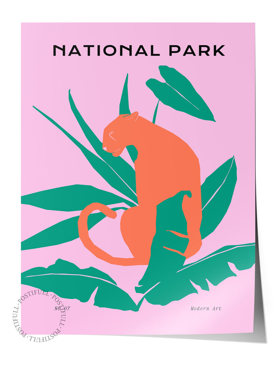 Farklı Tonlarda National Park Tropikal İllustrasyon Çerçevesiz Poster