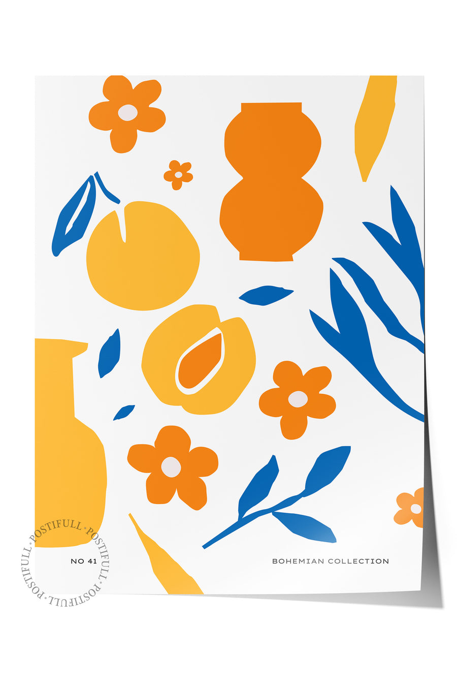 Soyut Çiçek ve Yapraklar Renkli Bohem Çerçevesiz Poster