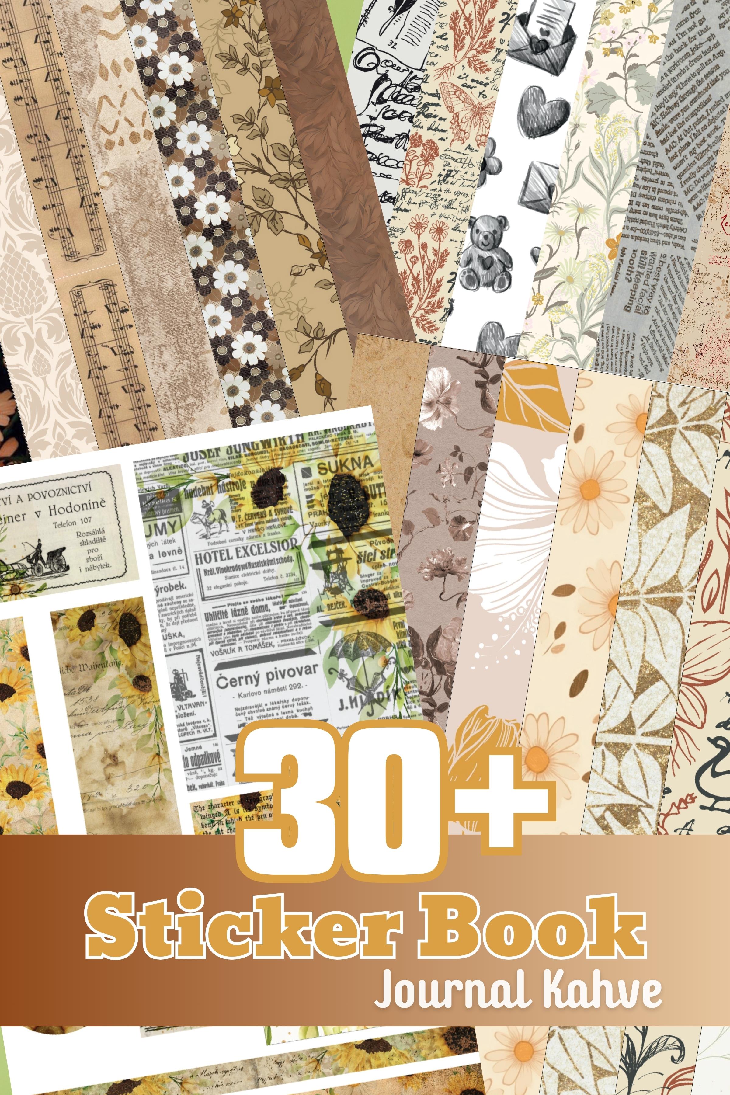 Etiket Seti, 30 Adet Büyük Boy Vintage Etiket, Sticker Book, Sticker Defteri, Bullet Journal, Günlük