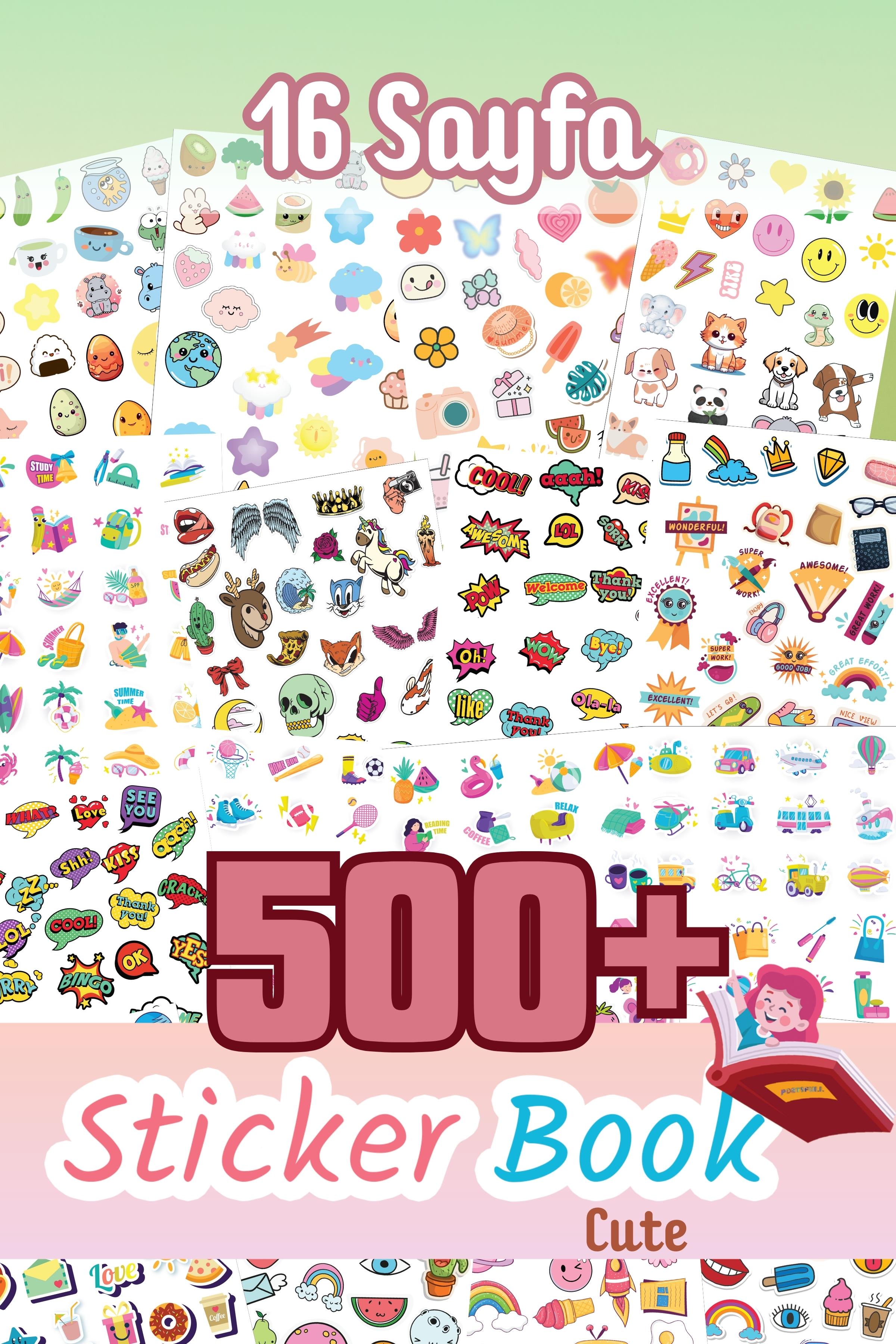 Etiket Seti, 500 Adet, 16 Sayfa Sticker Book, Ajanda, Bullet Journal, Günlük, Laptop, Telefon