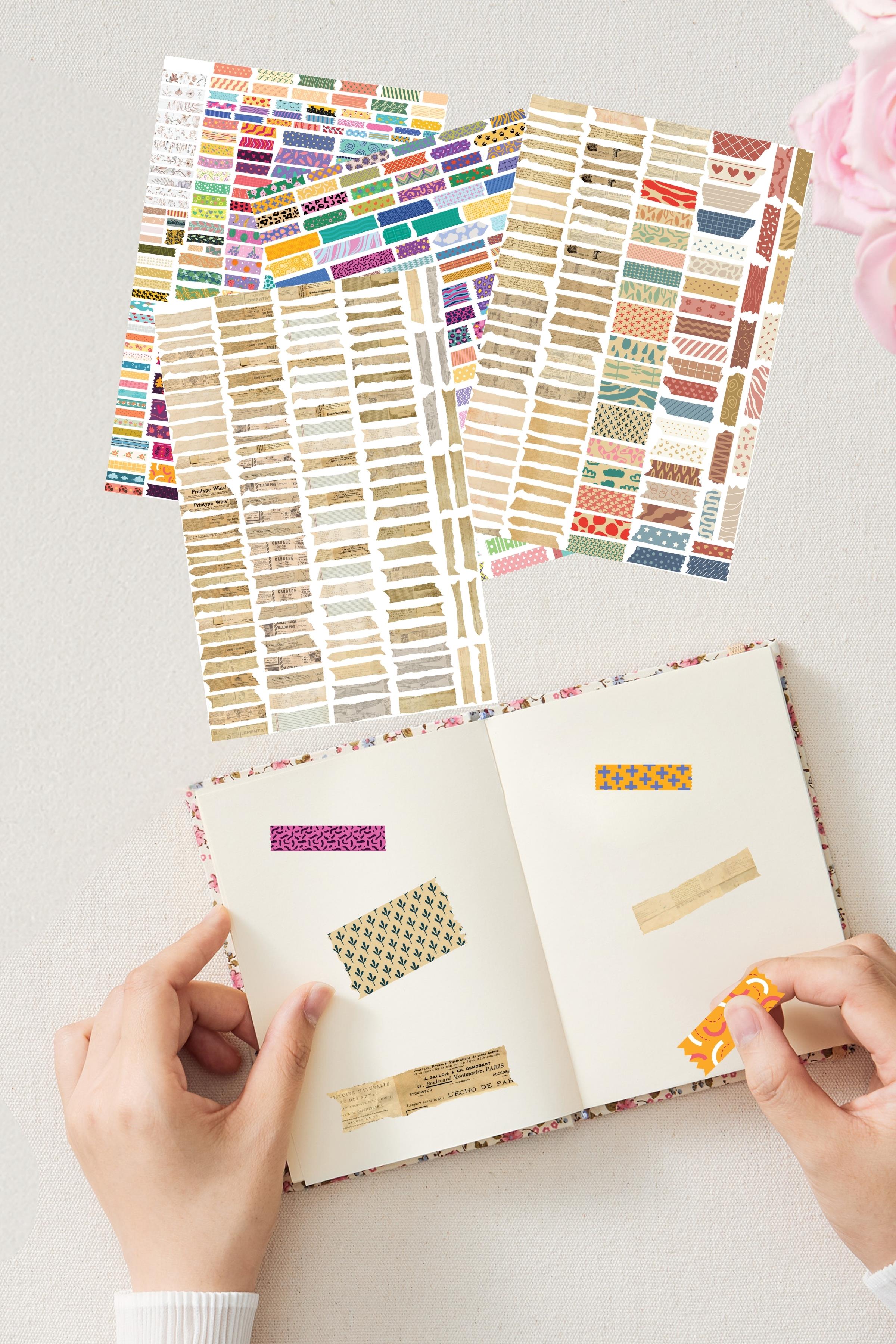 Etiket Seti, 550+ Adet Pastel ve Vintage Sticker Seti, Bant Tema, Sticker Book, Bullet Journal