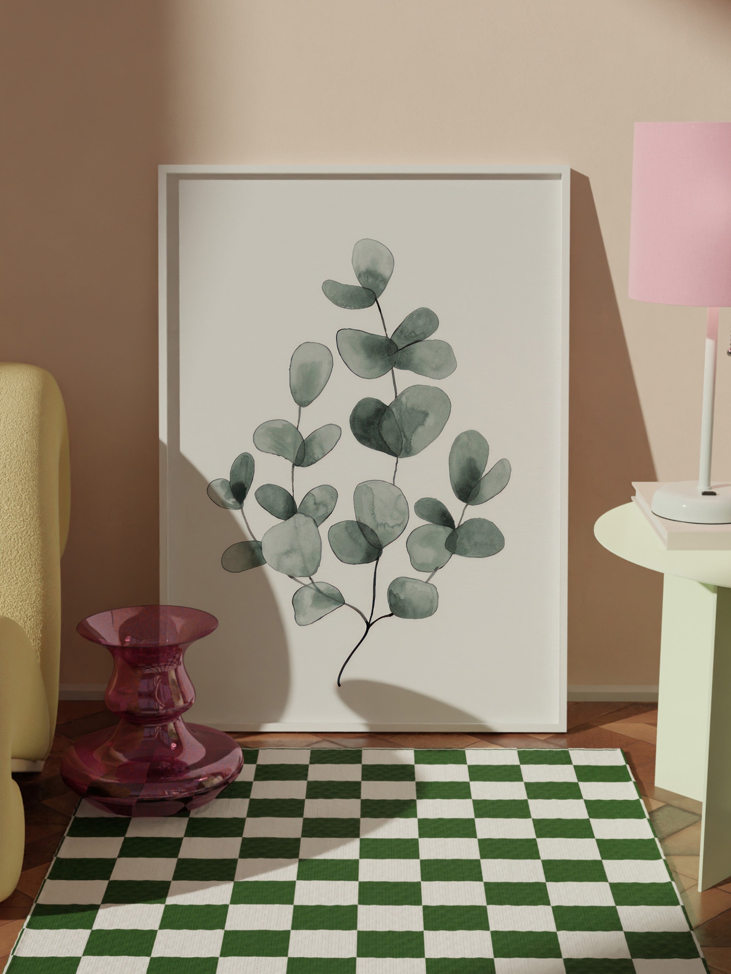 Eucalyptus No1 Çerçeveli Tablo, Beyaz Çerçeve ve Poster, Duvar Tablosu Comfort Serisi NO:108454