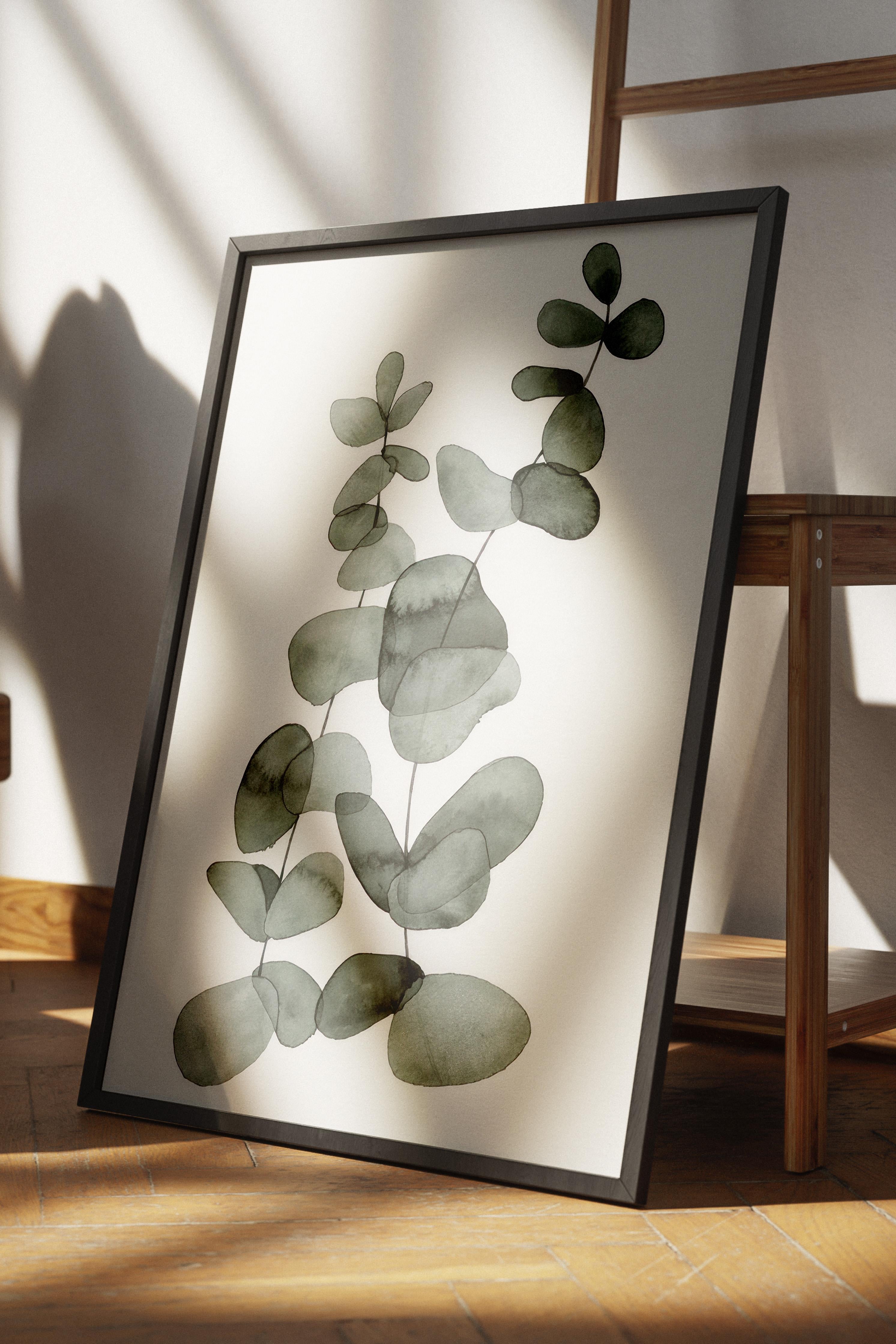 Eucalyptus No2 Çerçeveli Tablo, Siyah Çerçeve ve Poster, Duvar Tablosu Comfort Serisi NO:108455