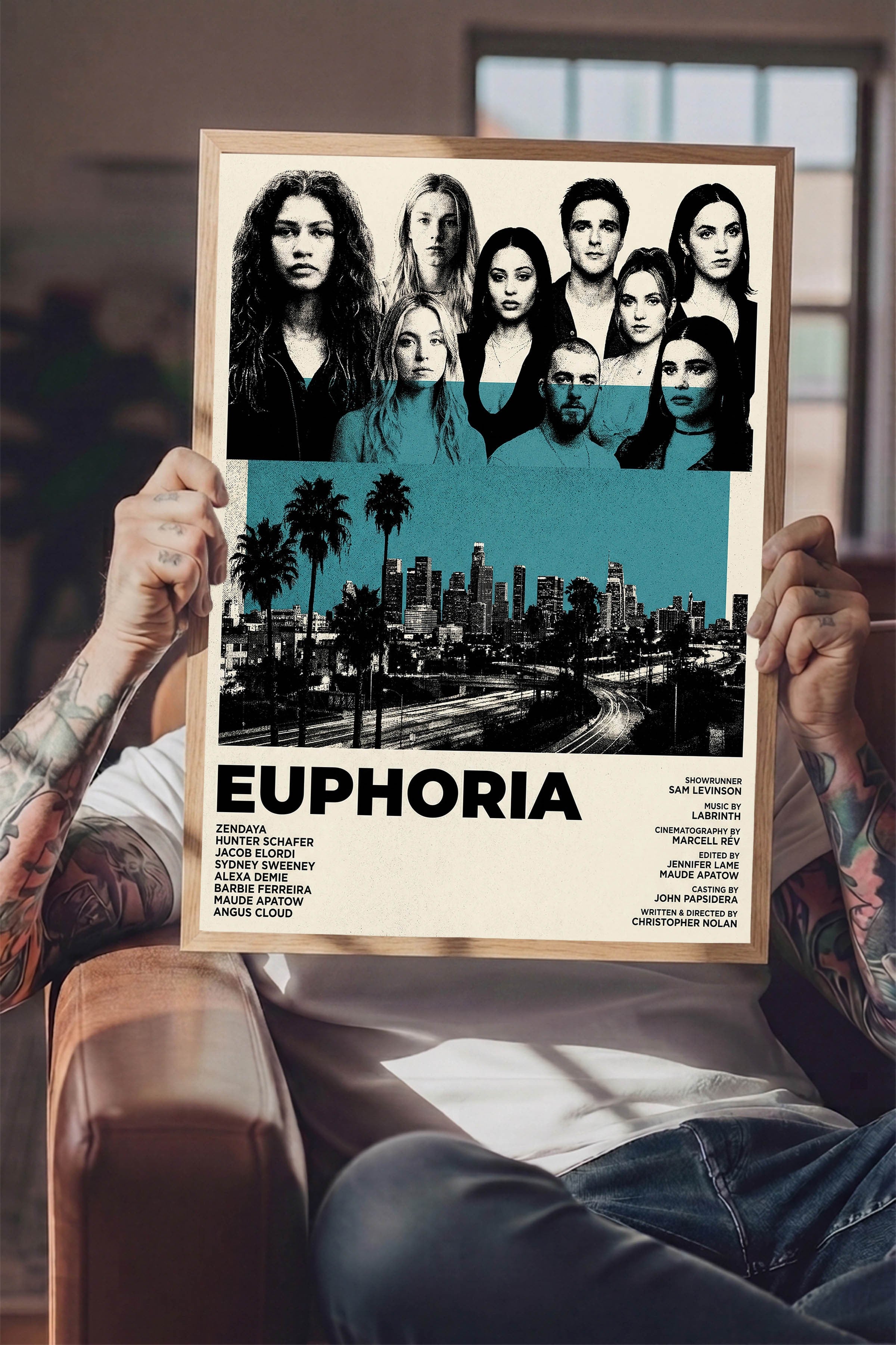 Euphoria Ahşap Çerçeveli Poster, Sinema ve Dizi Tablo, Film Dizi Afişleri NO:112791