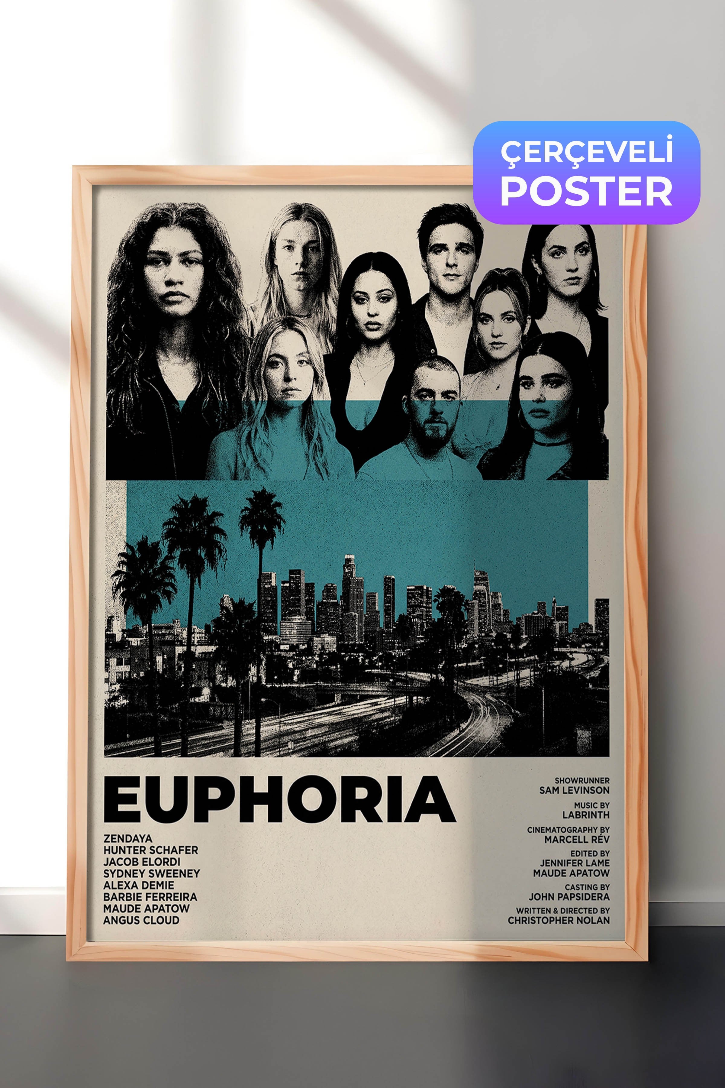 Euphoria Ahşap Çerçeveli Poster, Sinema ve Dizi Tablo, Film Dizi Afişleri NO:112791