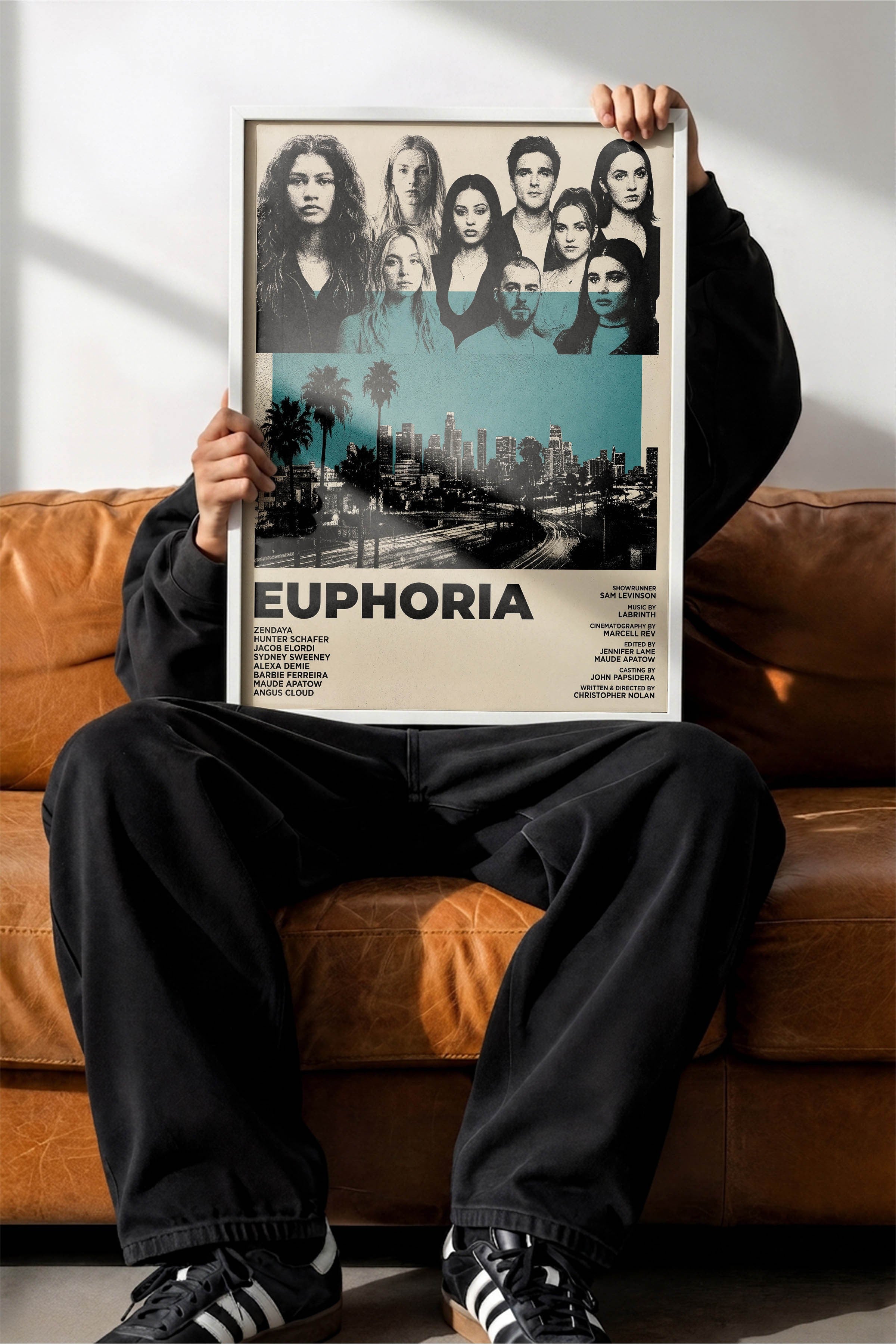 Euphoria Beyaz Çerçeveli Poster, Sinema ve Dizi Tablo, Film Dizi Afişleri NO:112791